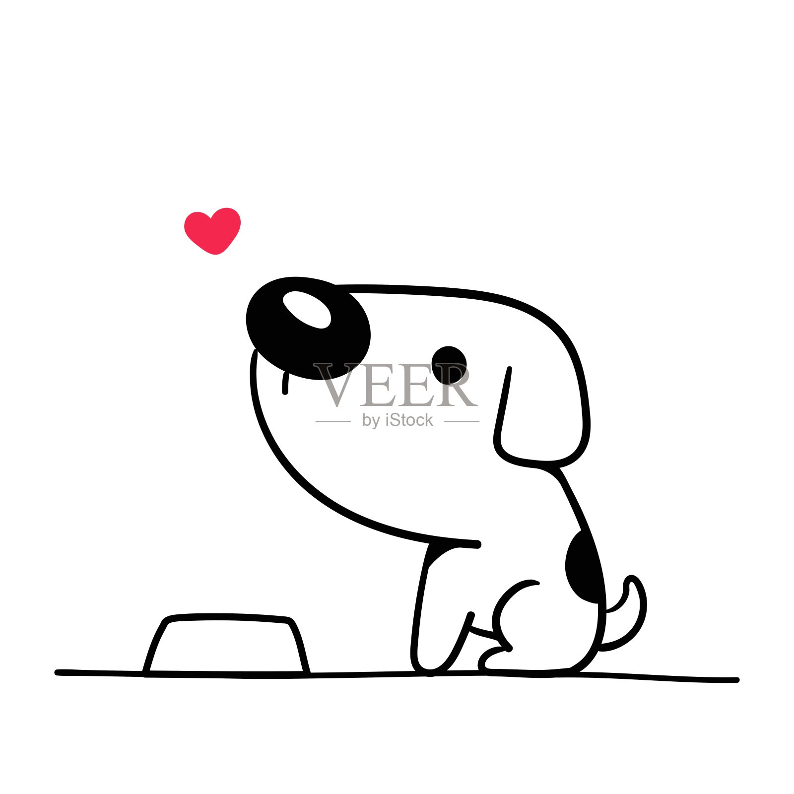 前方有一个食物托盘，上面有一颗红心。插画图片素材