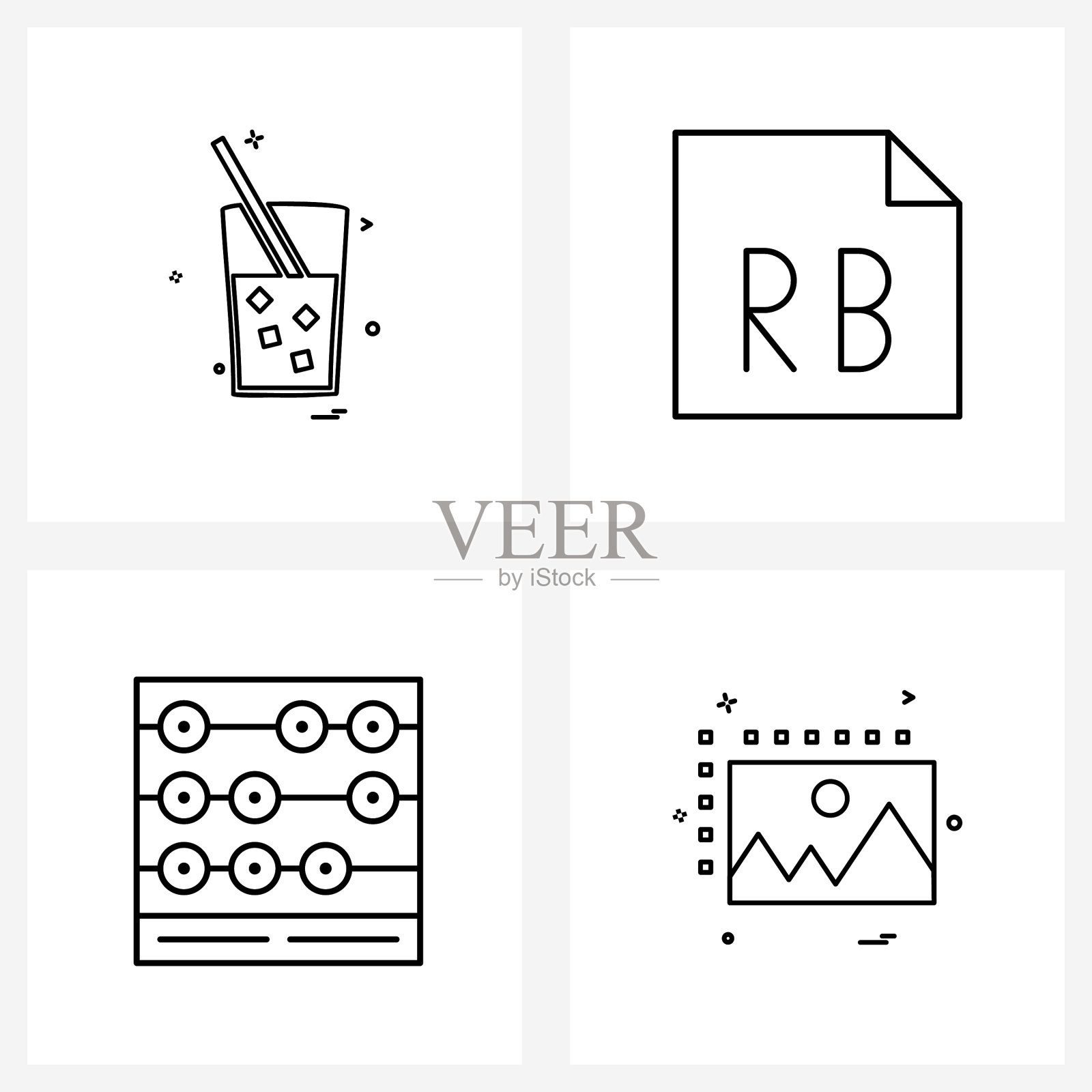 移动用户界面线图标设置4个现代象形图图标素材