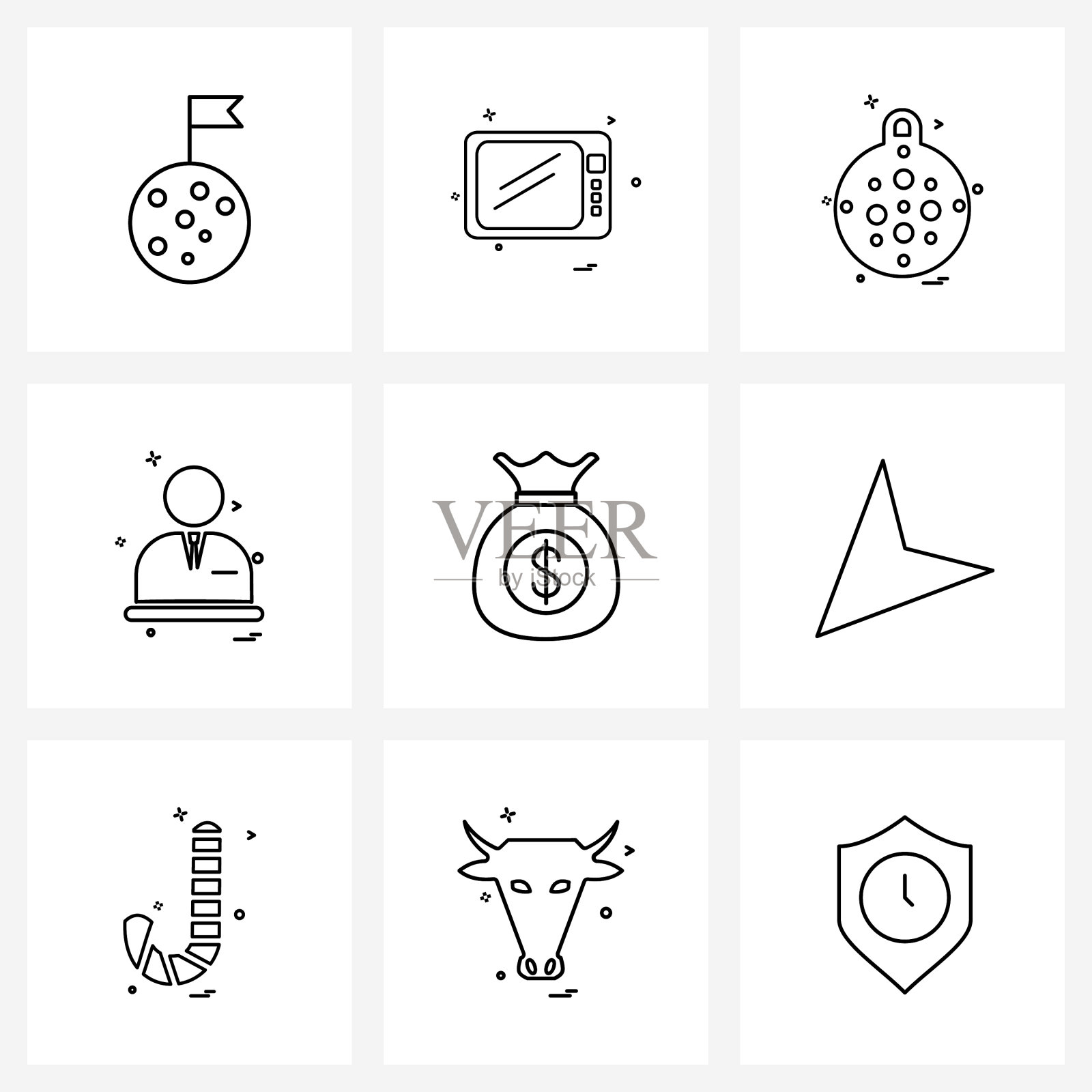 设置9行图标符号和货币符号图标素材