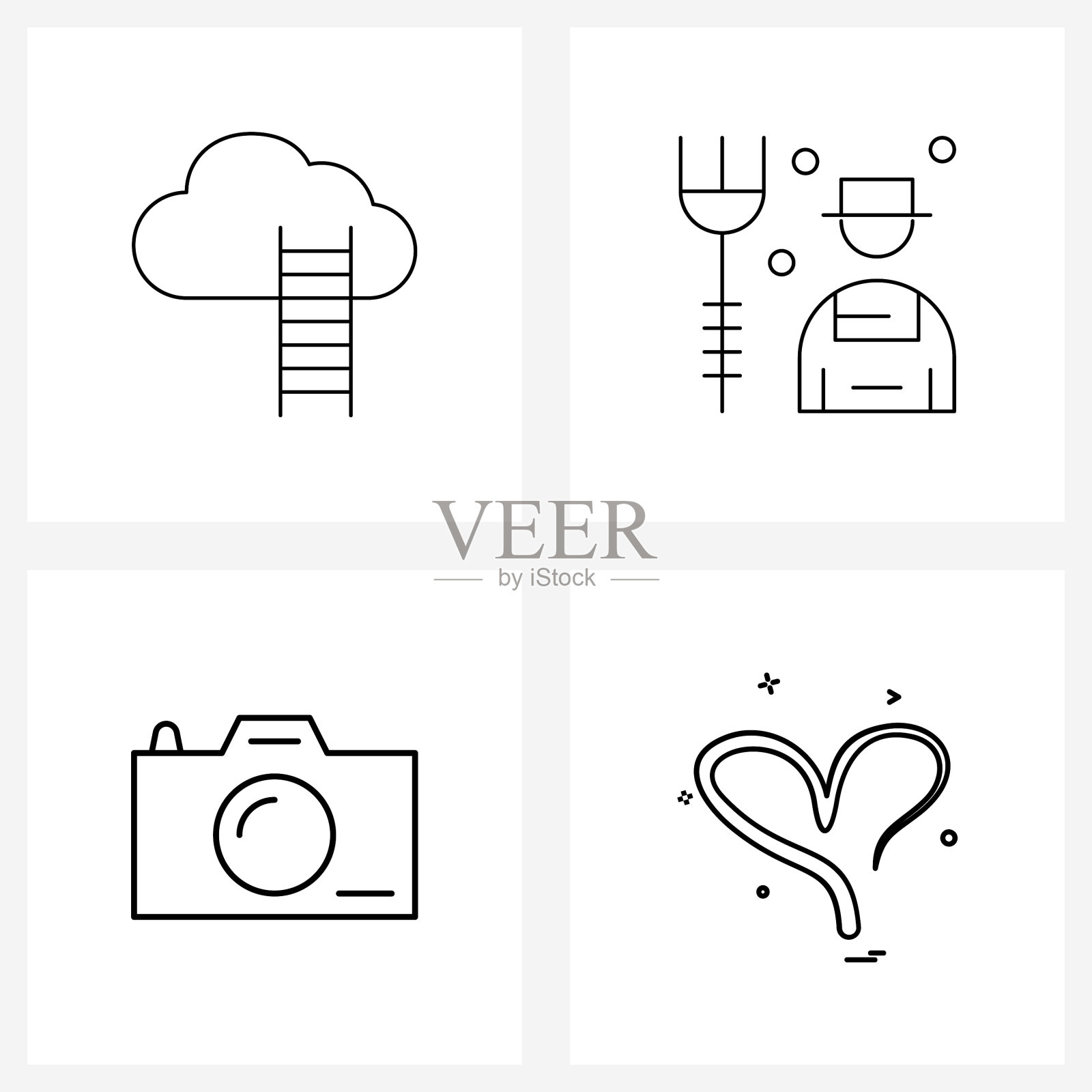 现代线条4简单线条图标银行图标素材