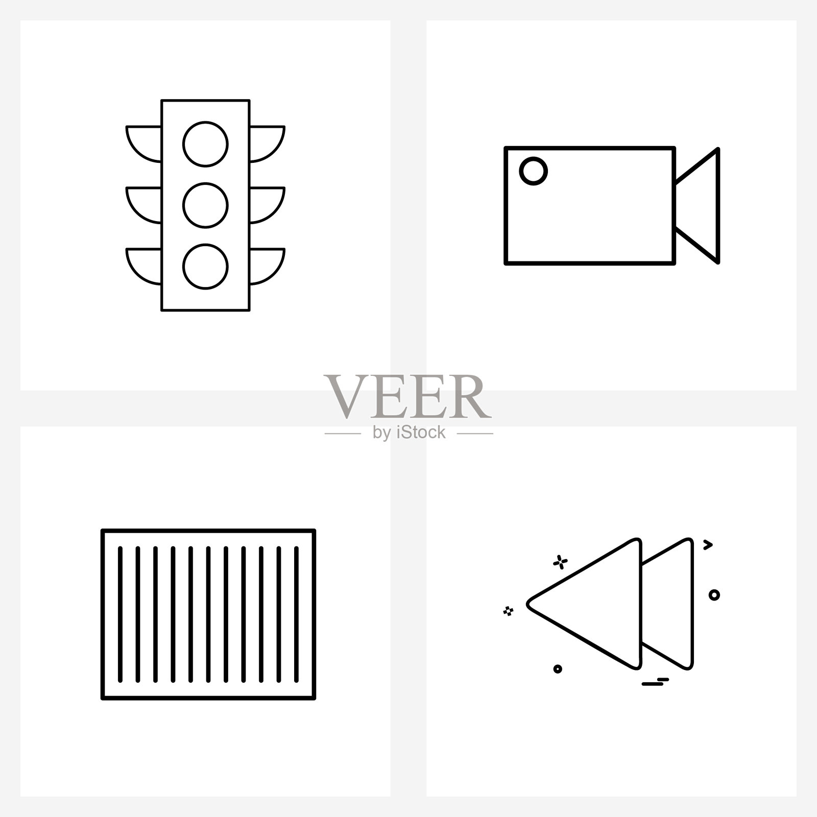 线条图标设置4个现代标志灯具标签图标素材