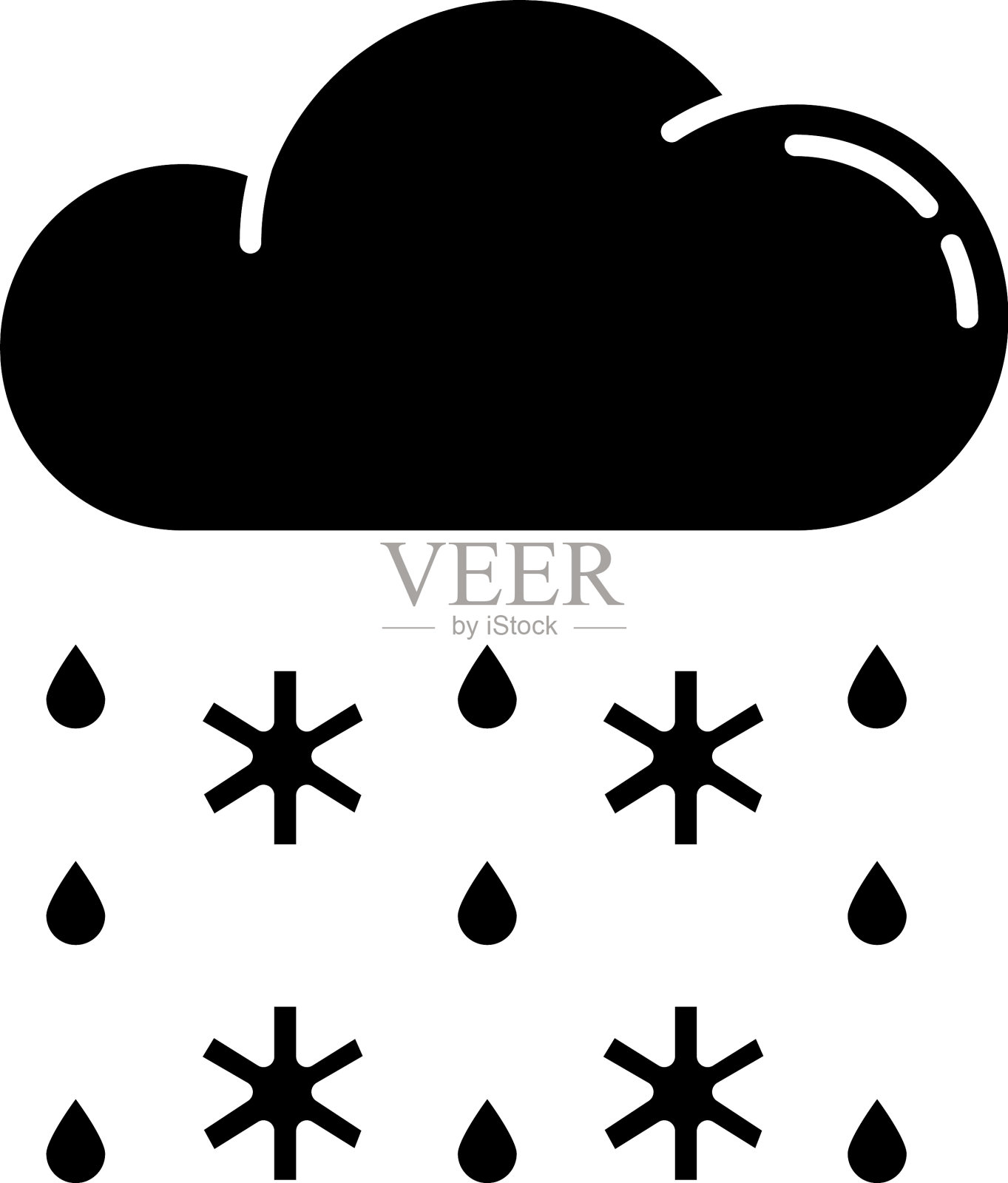 大雪雨夹雪黑色象形图标插画图片素材