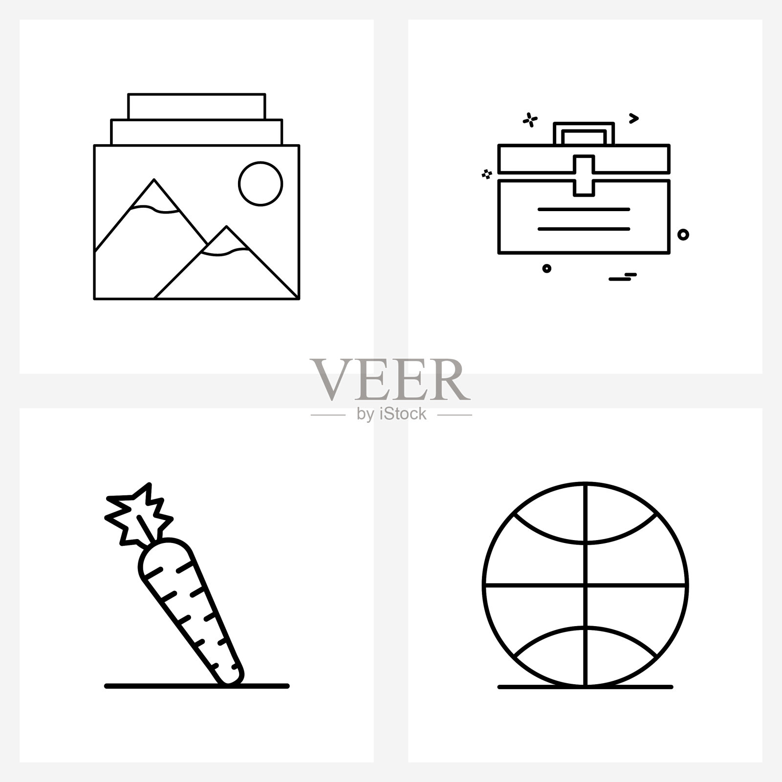 设置4现代线图标画廊蔬菜图标素材