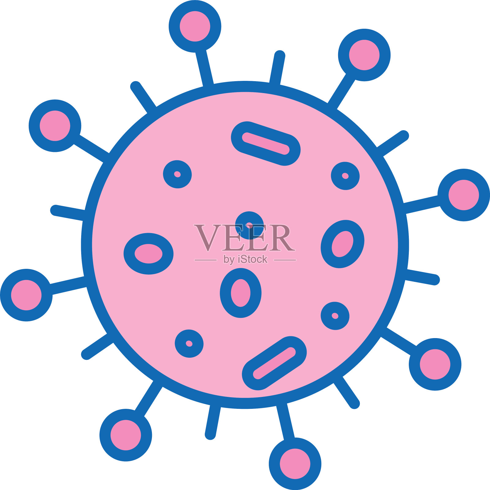 Covid - 19病毒线和填充样式图标插画图片素材