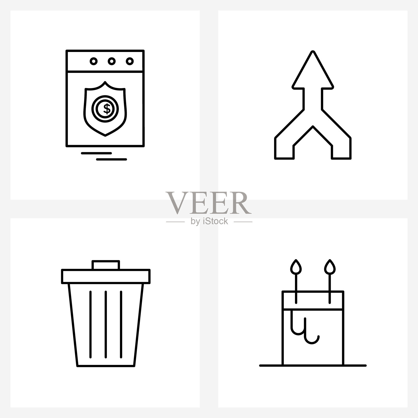 设置4个通用线路图标保护图标素材