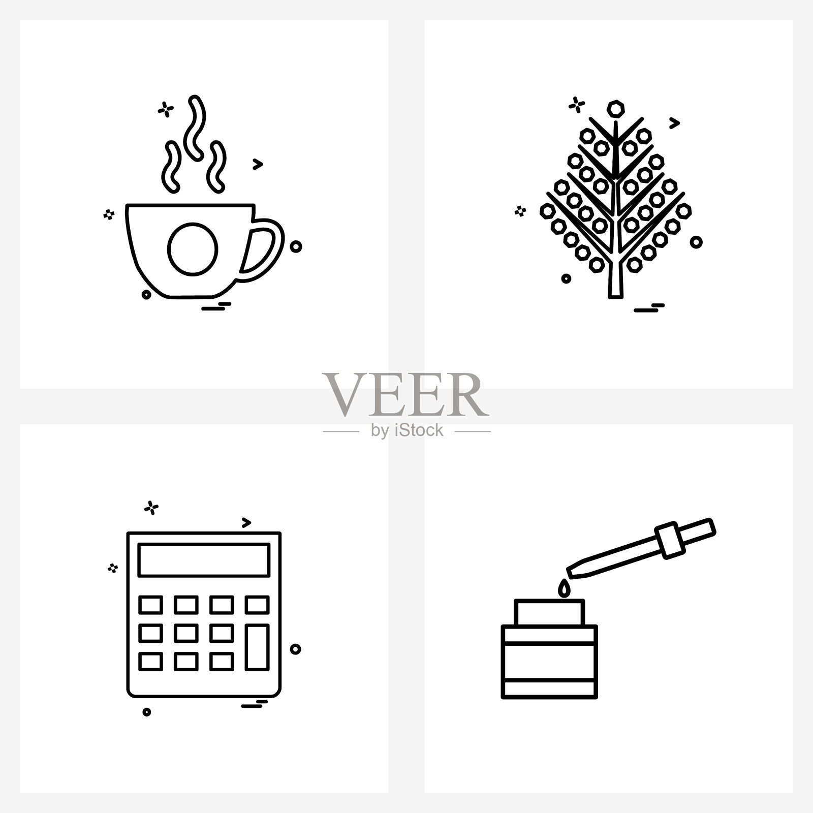 现代线条4简单线条图标咖啡插画图片素材