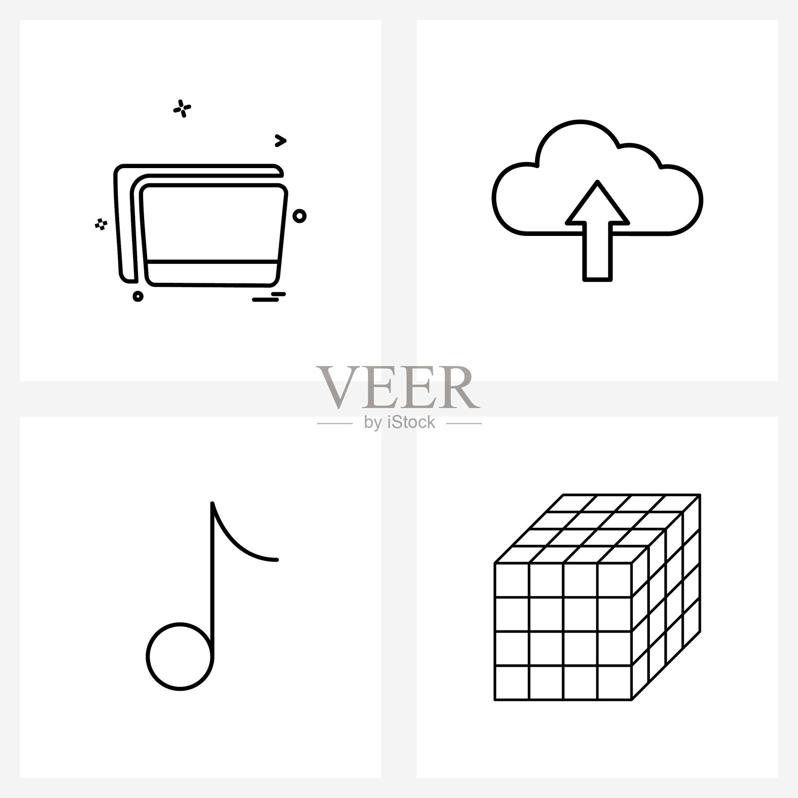 现代风格以四线象形网格为基础插画图片素材