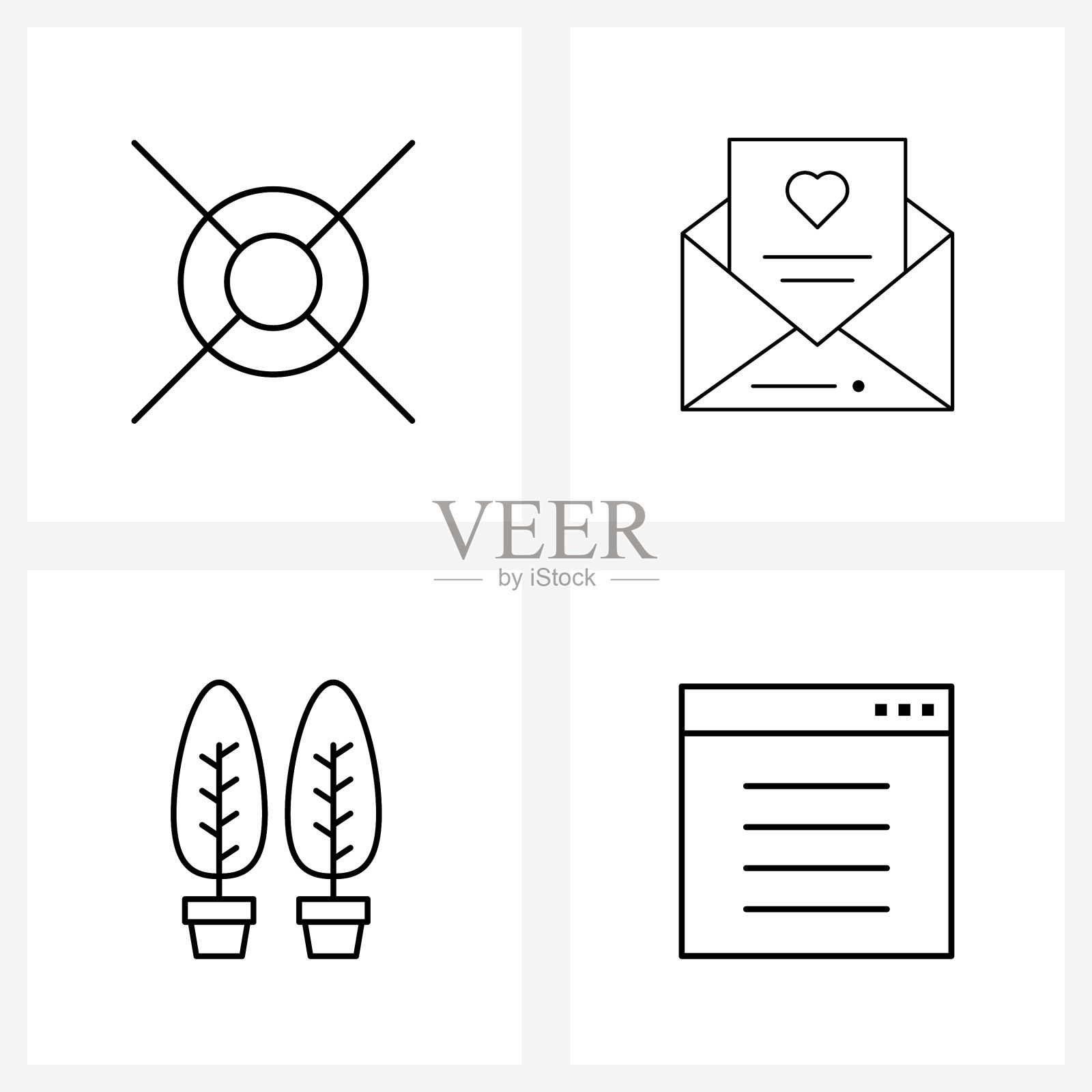 简单设置4行图标，如选择自然图标素材