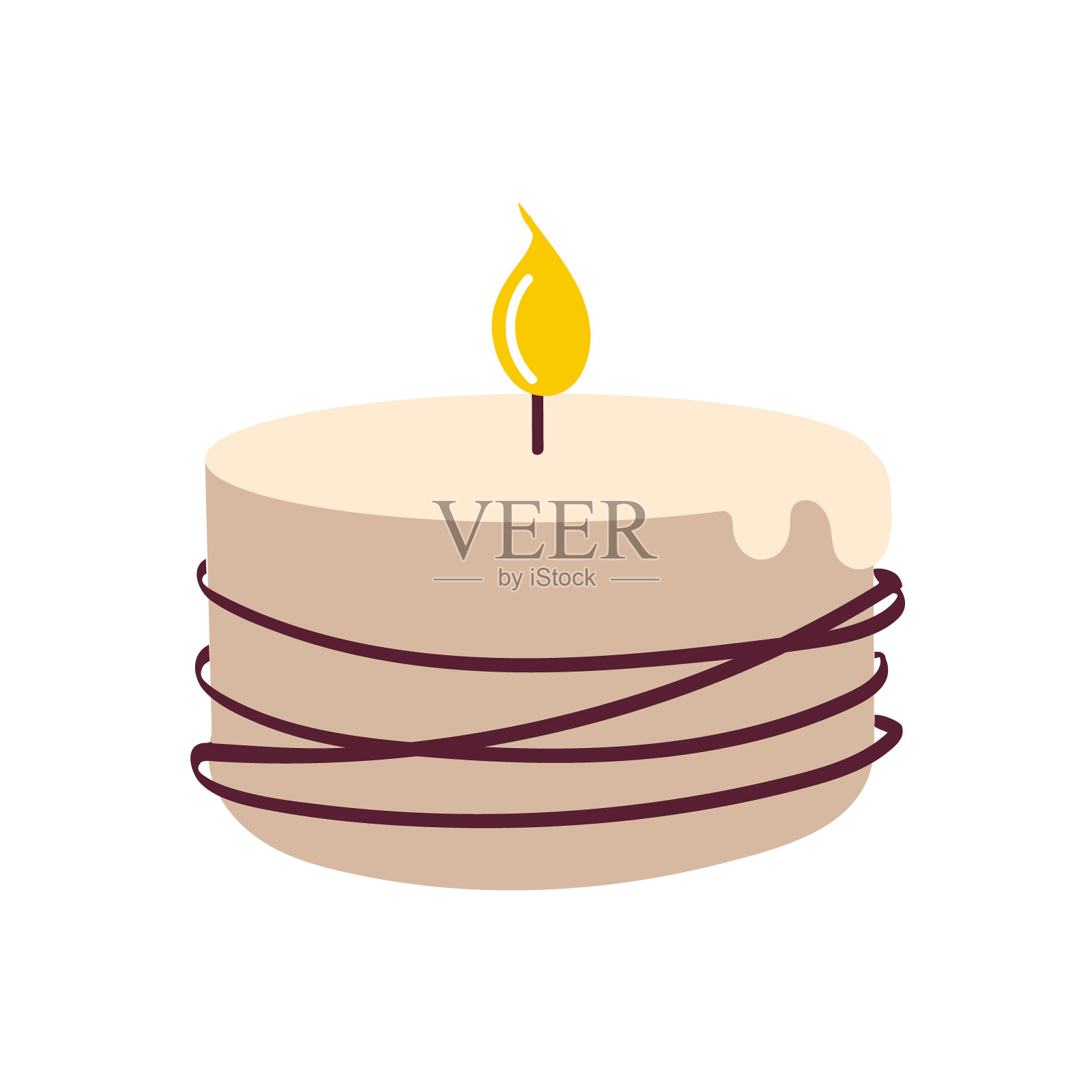 燃烧芳香蜡烛芳香疗法和室内装饰，孤立在白色背景。元素的设计。平面卡通矢量插图插画图片素材