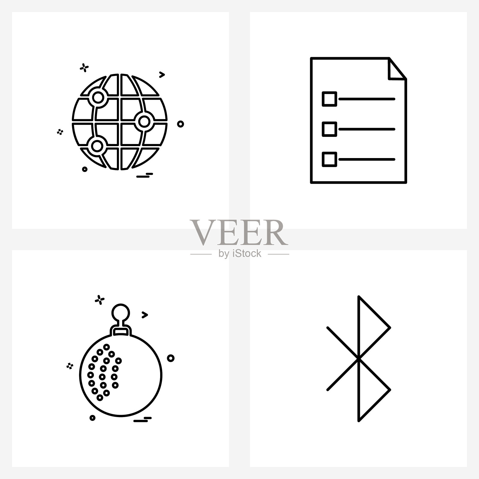 UI设置4个世界圣诞节的基本线图标图标素材