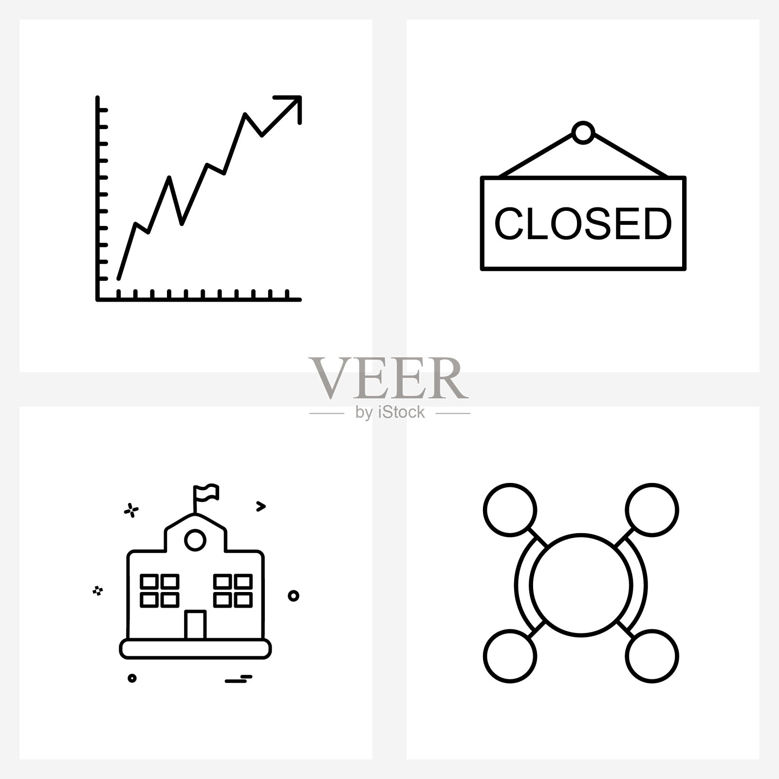 4个通用线图标用于网页和移动图形图标素材