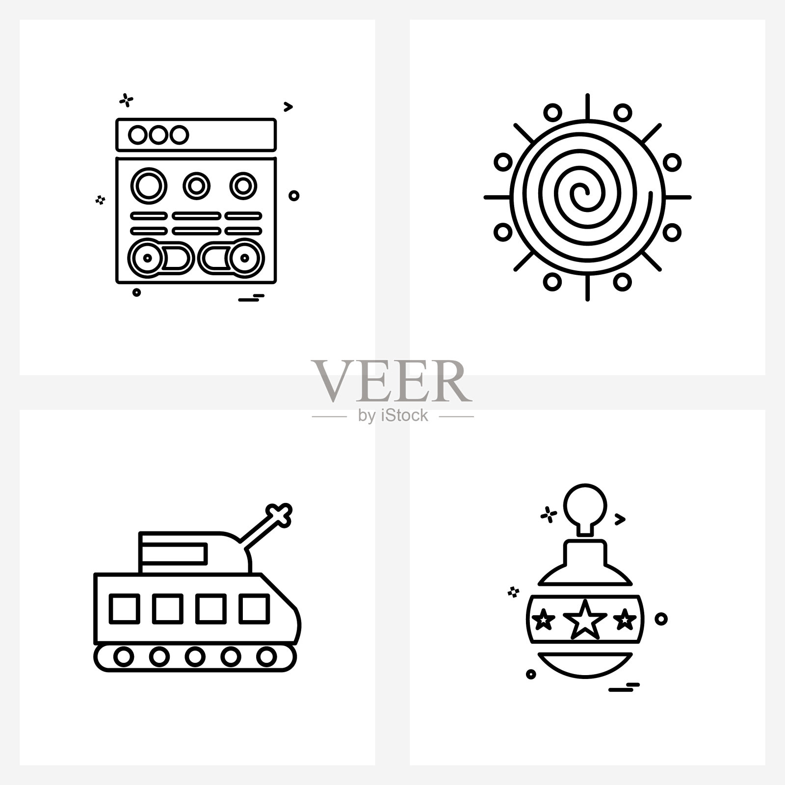 4可编辑的线条图标和现代符号web插画图片素材