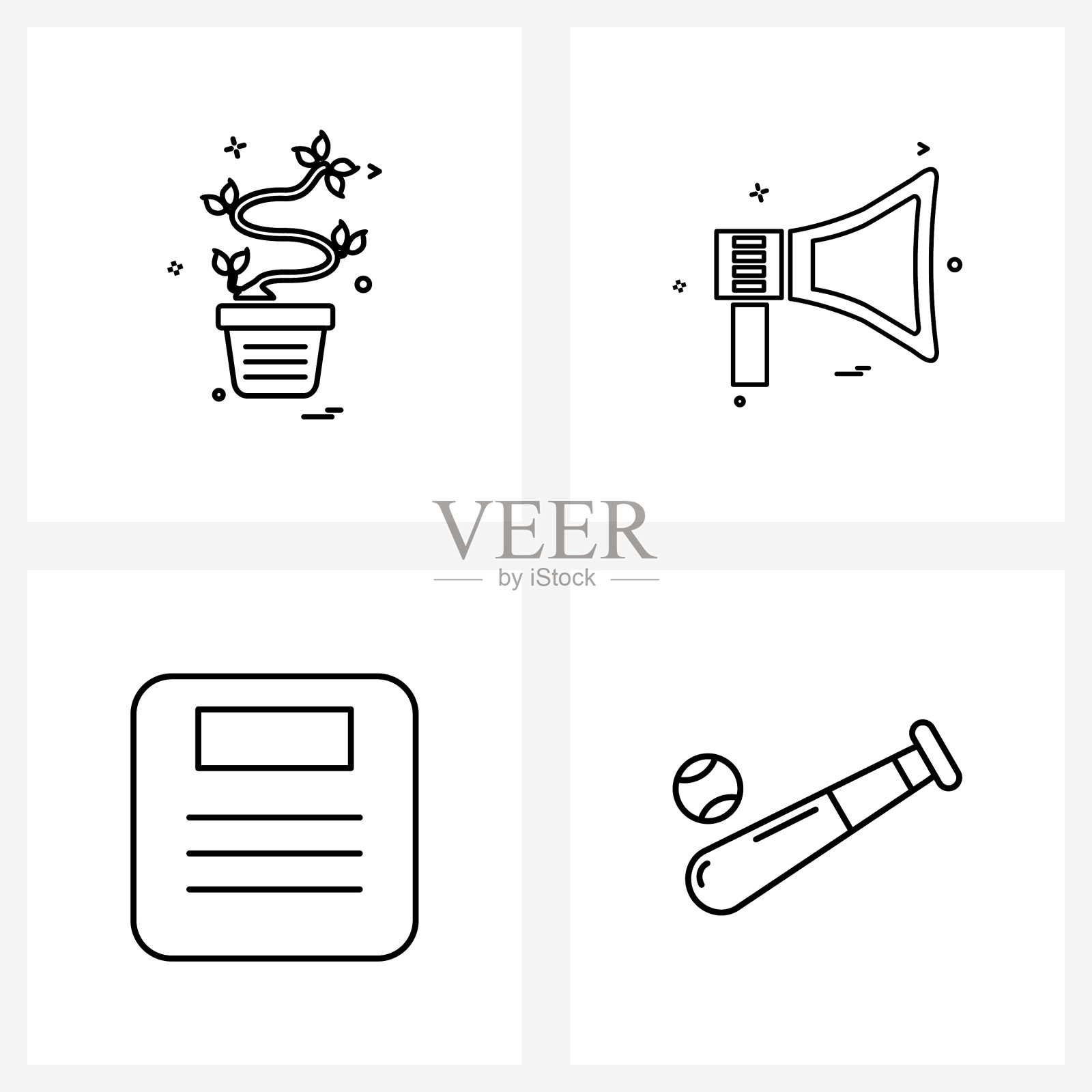 设置4现代线条图标花盆文件图标素材