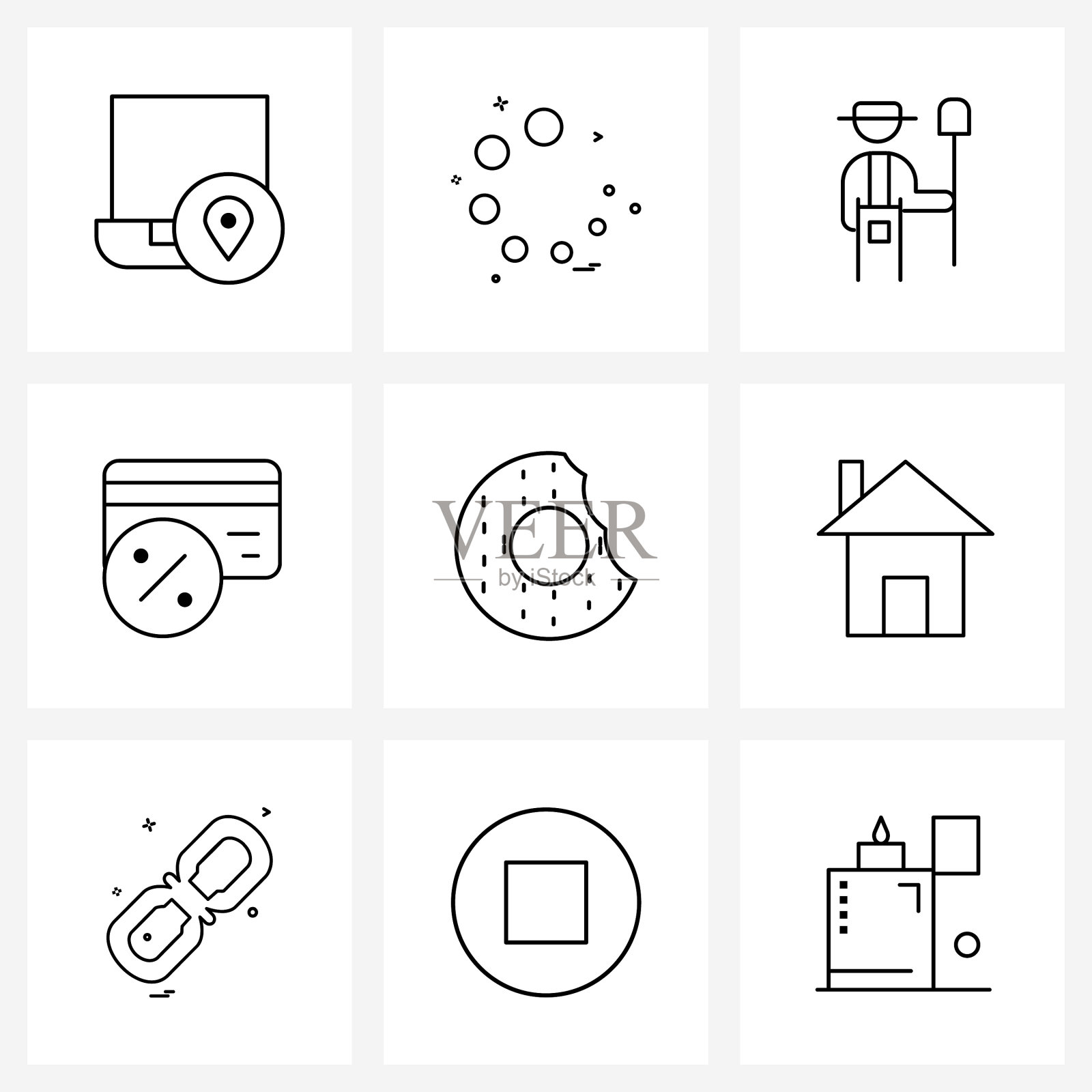 现代样式集九线象形网格为基础插画图片素材