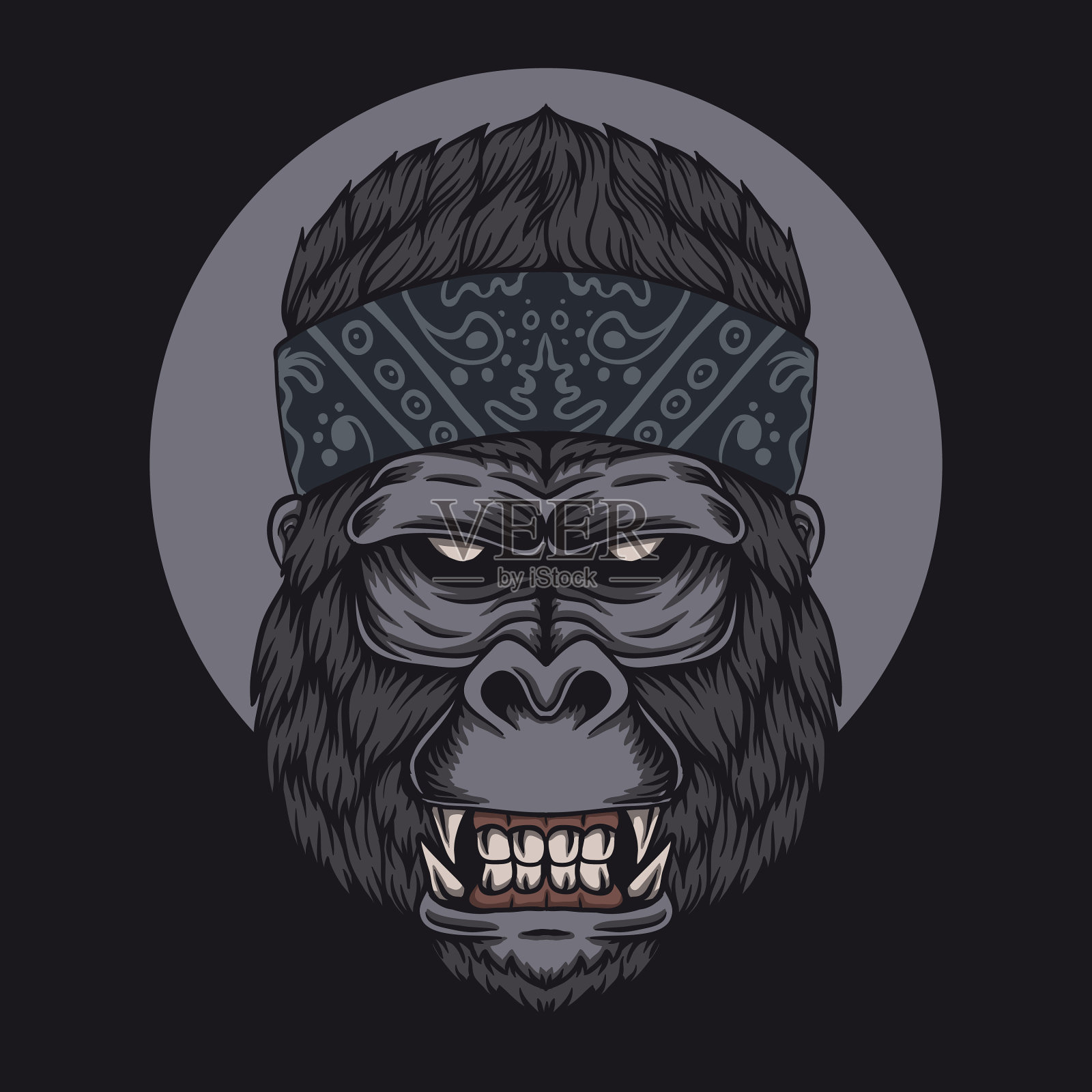 大猩猩头大手帕插画图片素材