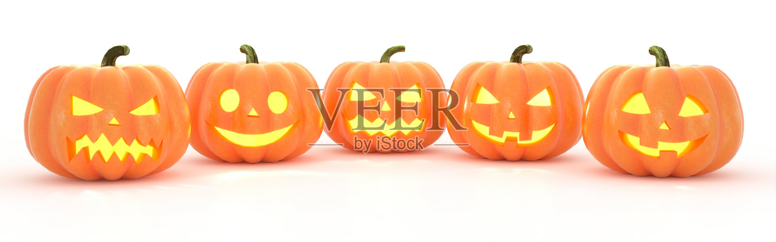 万圣节杰克灯孤立在白色的背景。三维渲染照片摄影图片