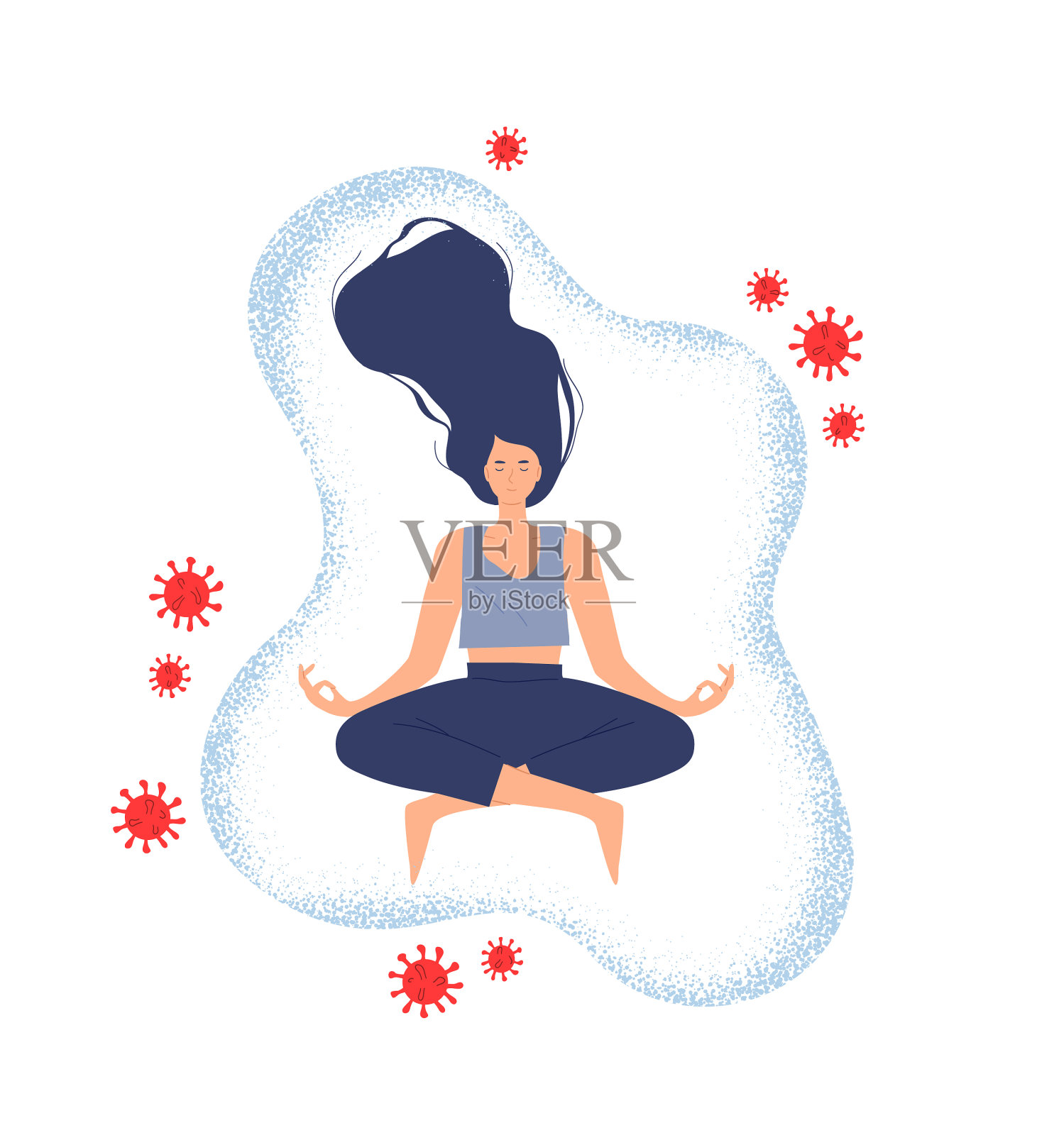 做瑜伽的妇女可以抵御冠状病毒设计元素图片