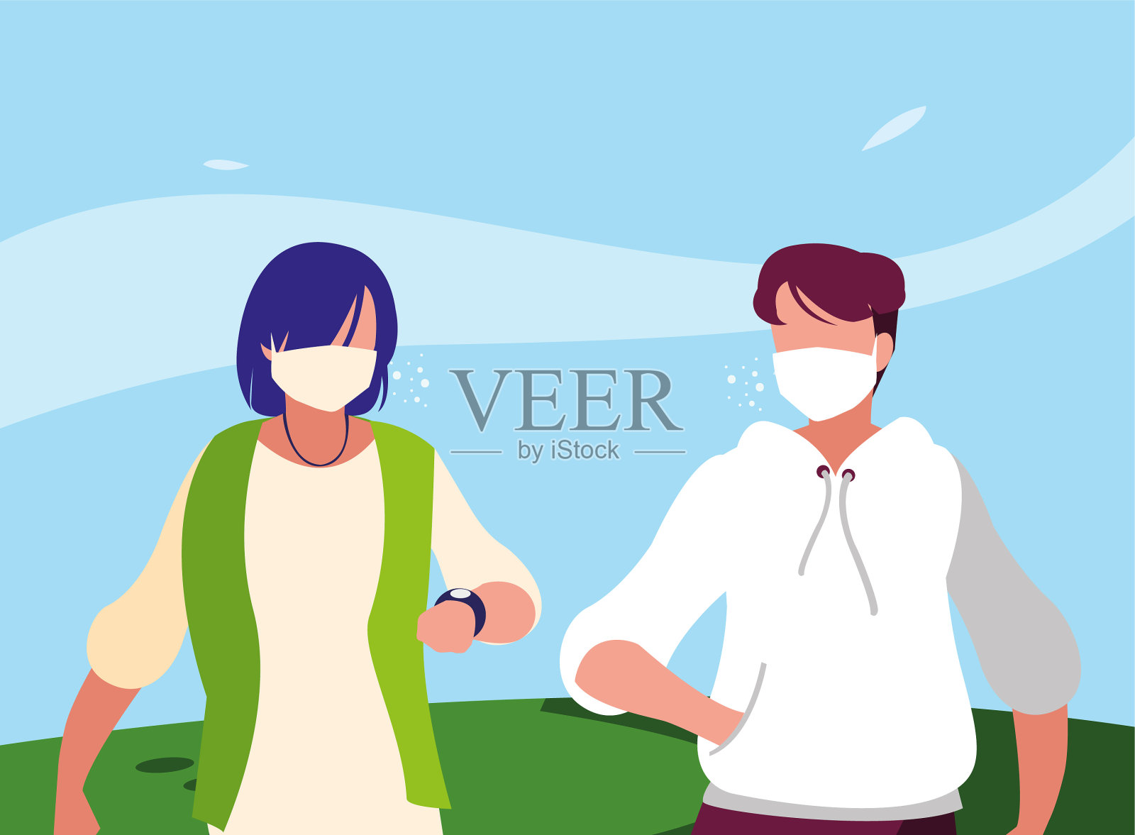 在设计之外佩戴面具的男性化身插画图片素材