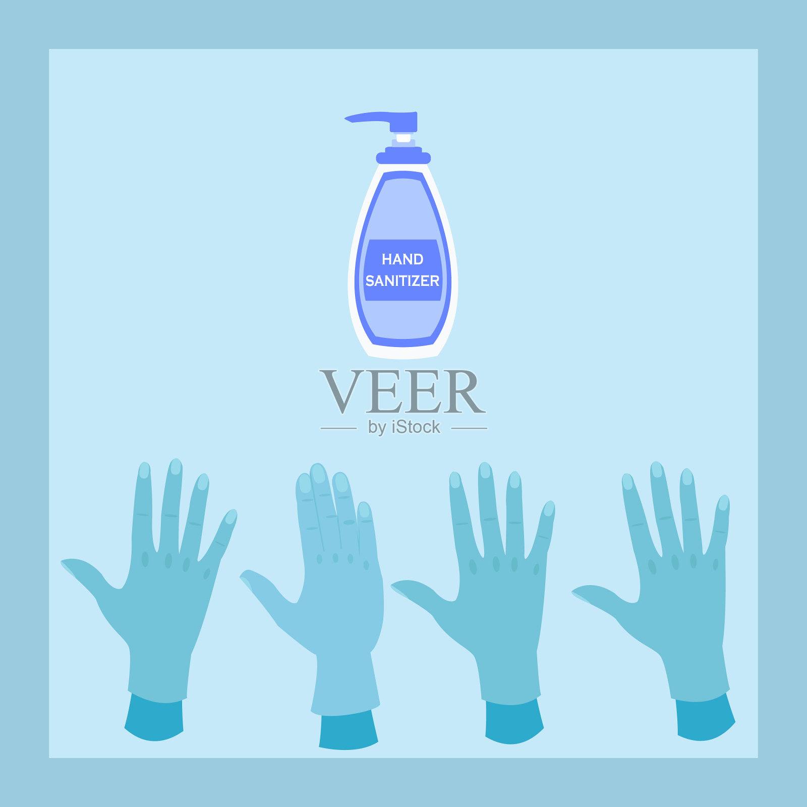 手套和洗手液符号插画图片素材