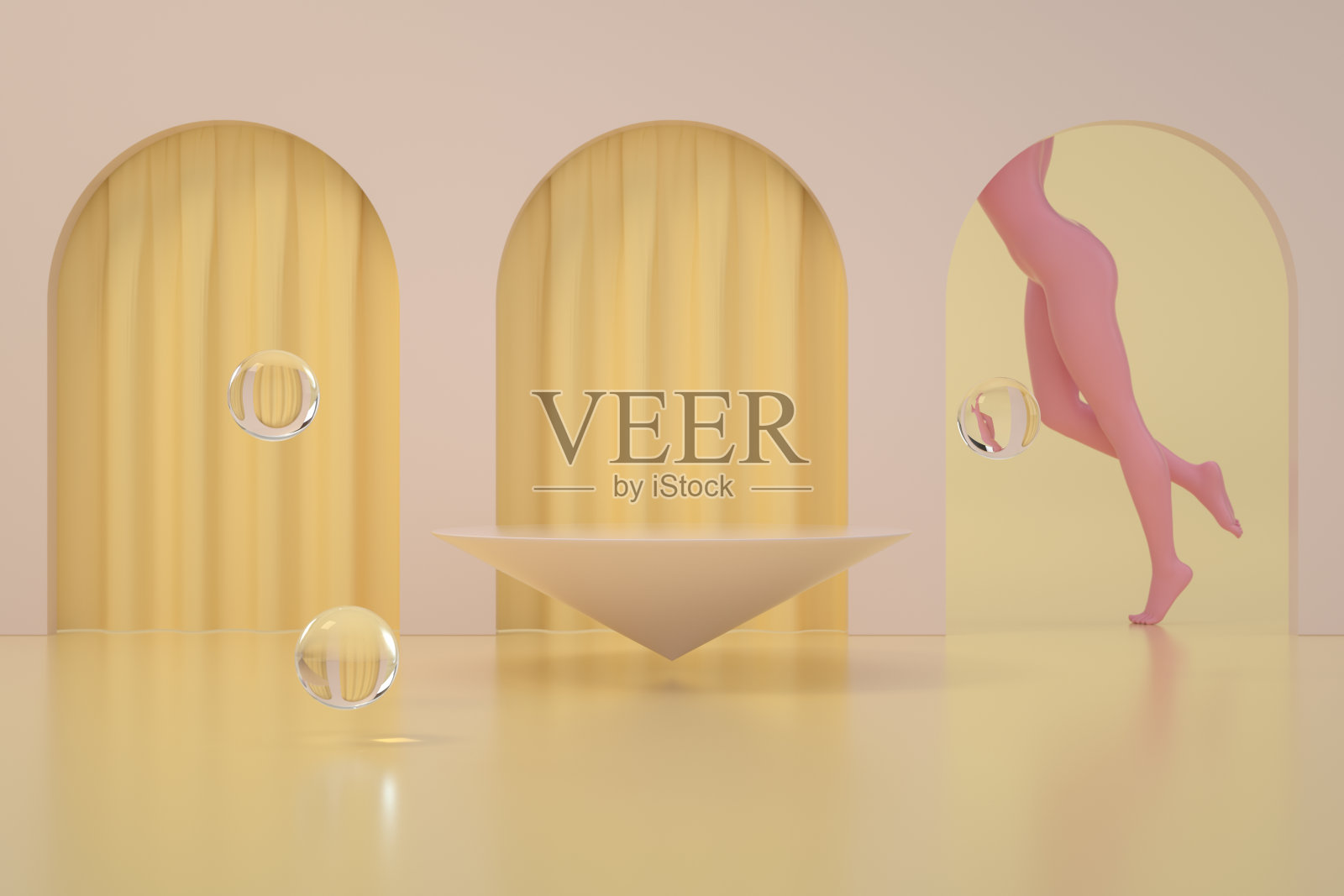 3D空产品架，平台，抽象的最小概念插画图片素材