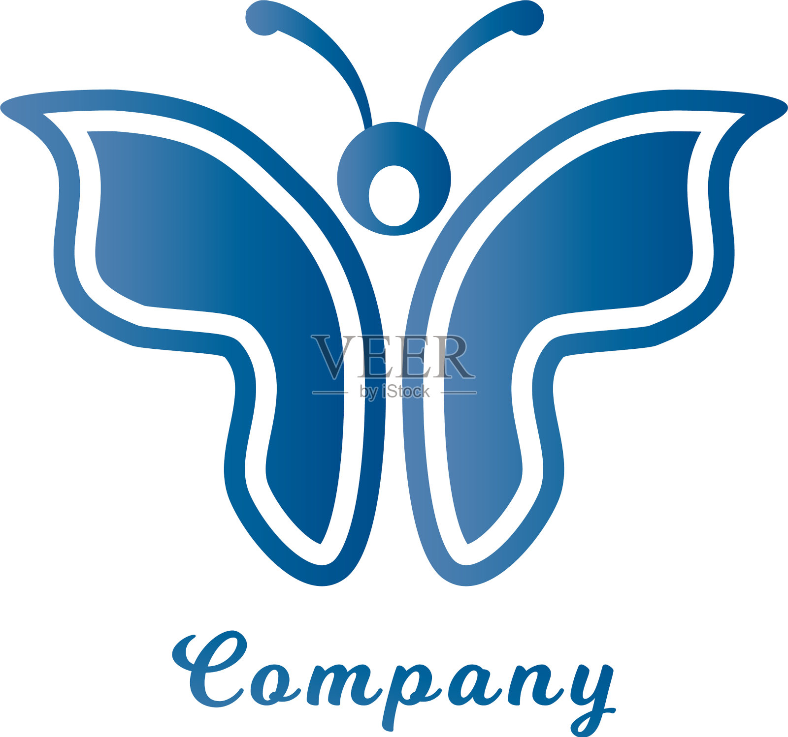 抽象蓝蝴蝶标志设计模板设计元素图片