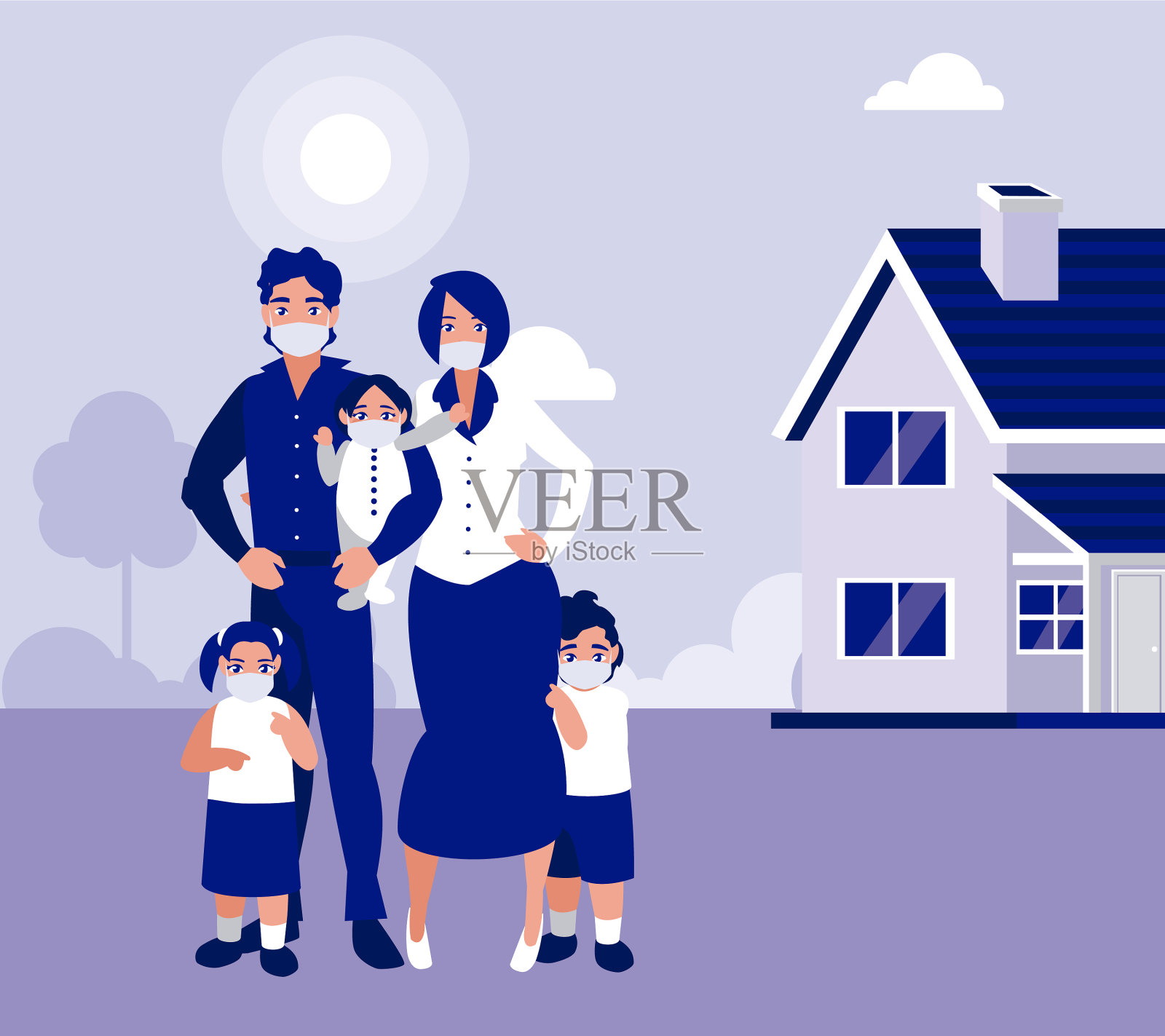 家庭用口罩家居设计插画图片素材