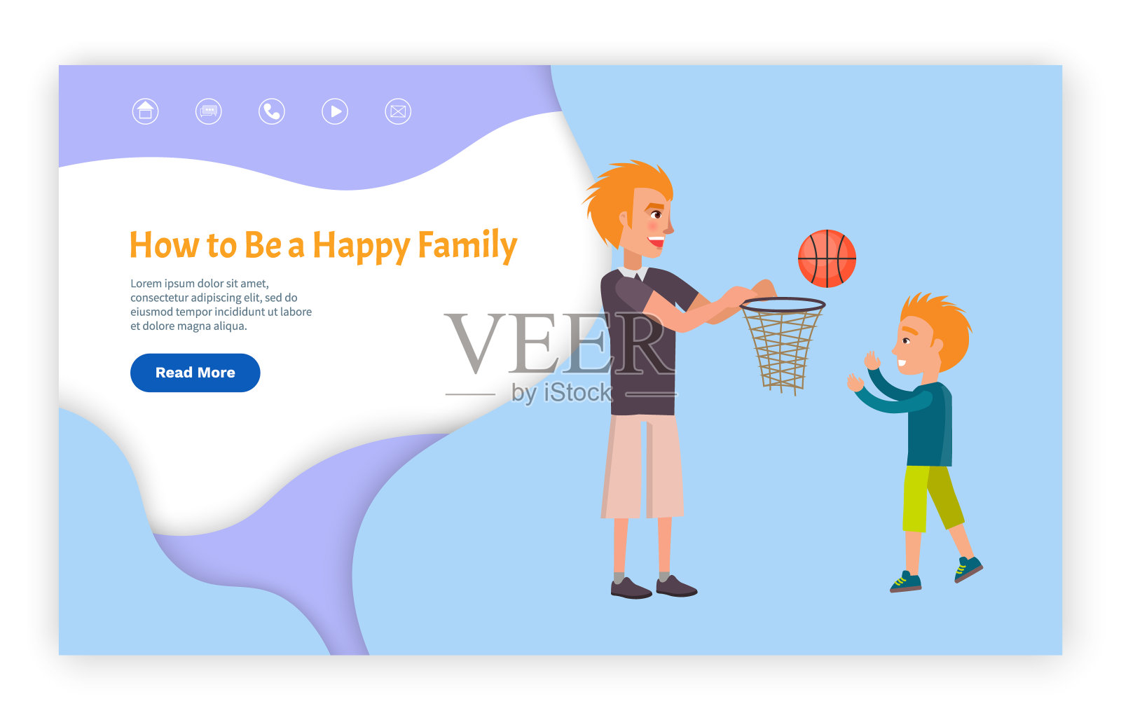 如何让快乐的家庭网页与链接向量插画图片素材