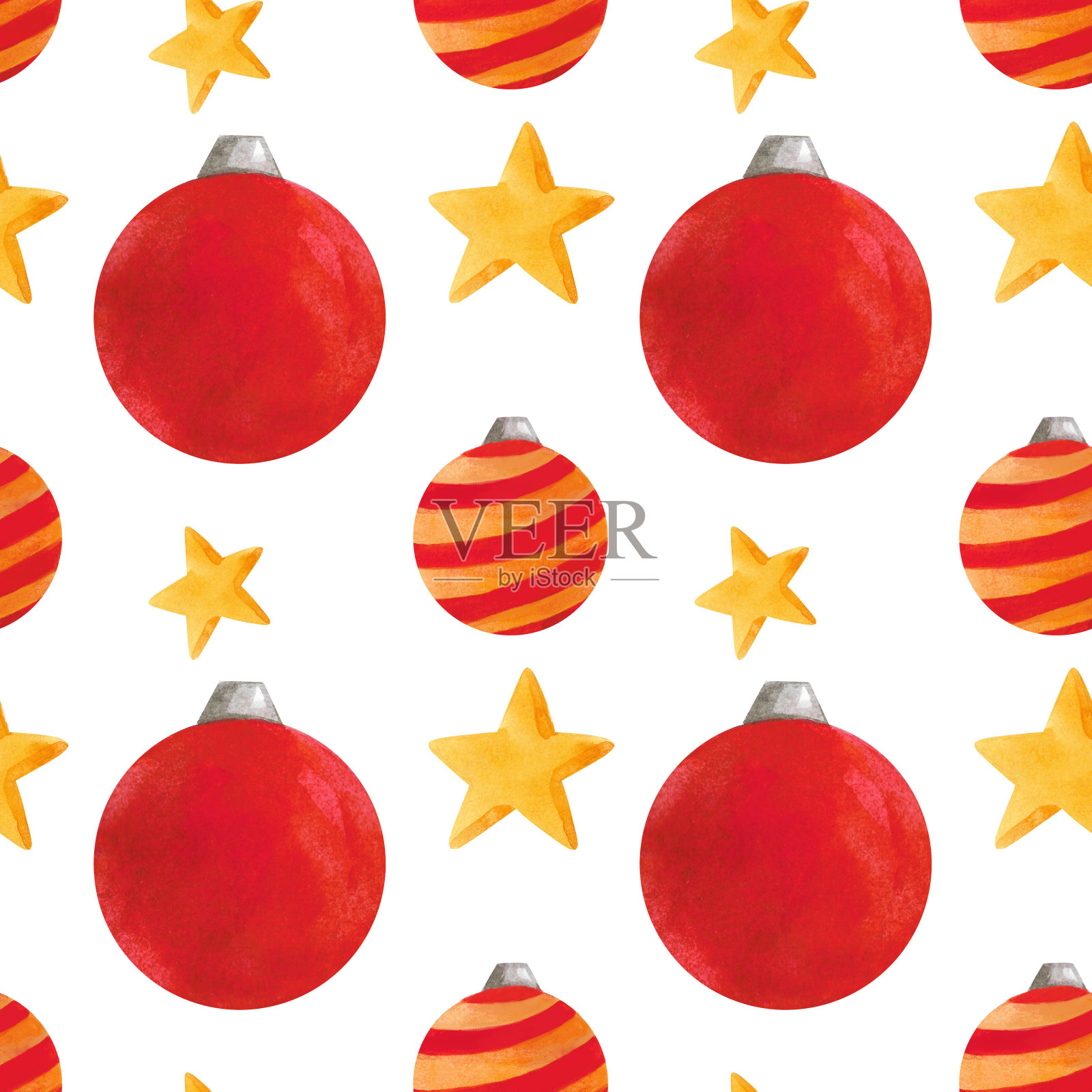 无缝模式圣诞新年插图水彩插画图片素材