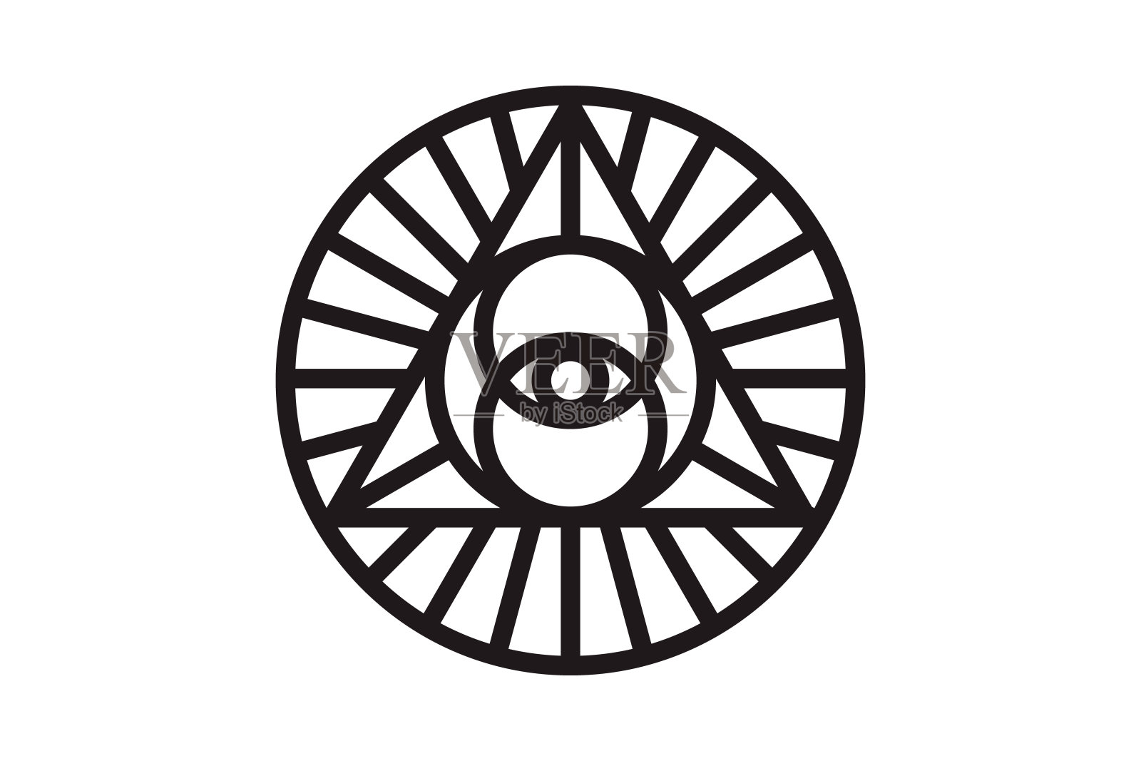在神圣的几何三角形，共济会标志和光明的象征，上帝的全视之眼插画图片素材