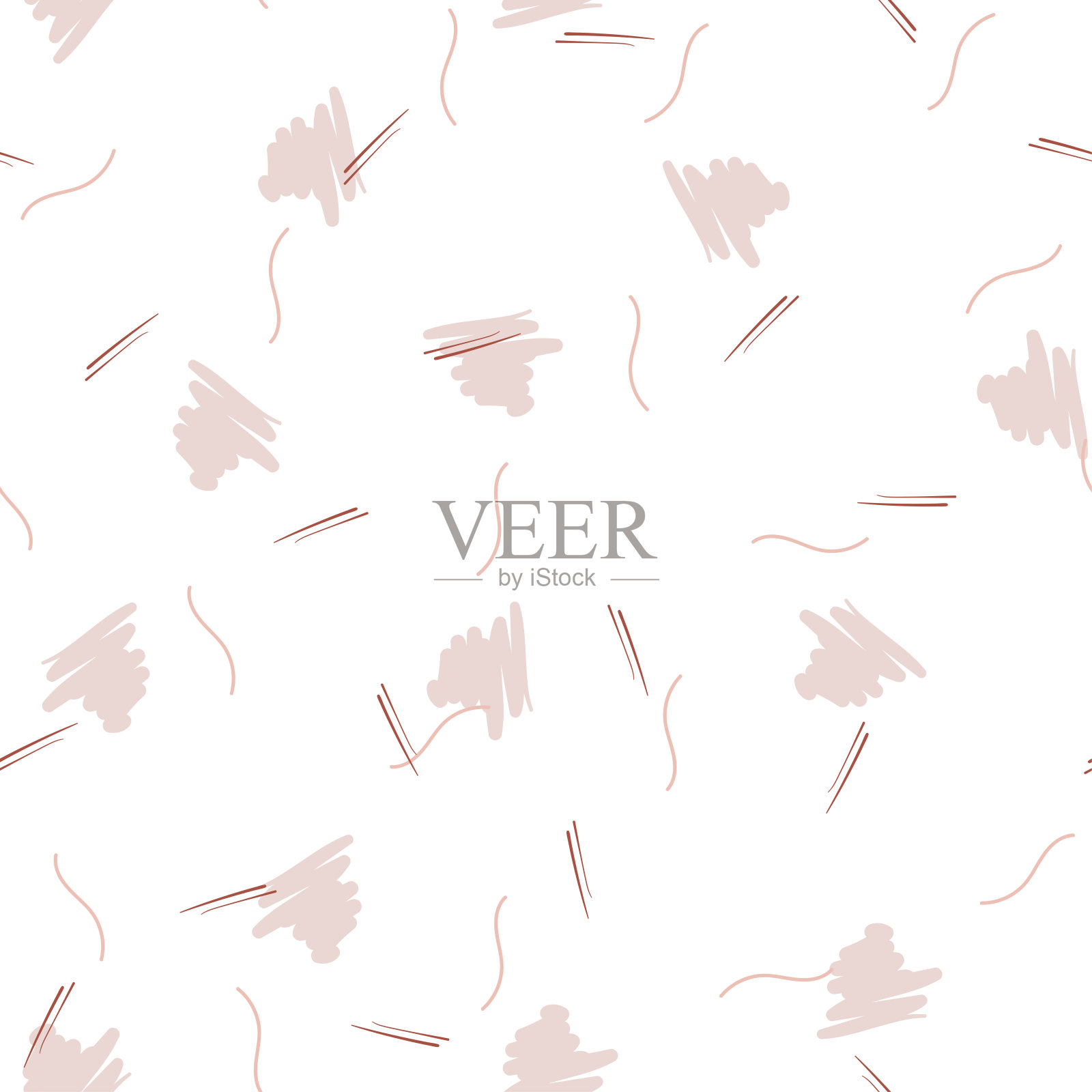 自然色，粉彩矢量画。现代的单色背景。时尚抽象涂鸦无缝插画。插画图片素材