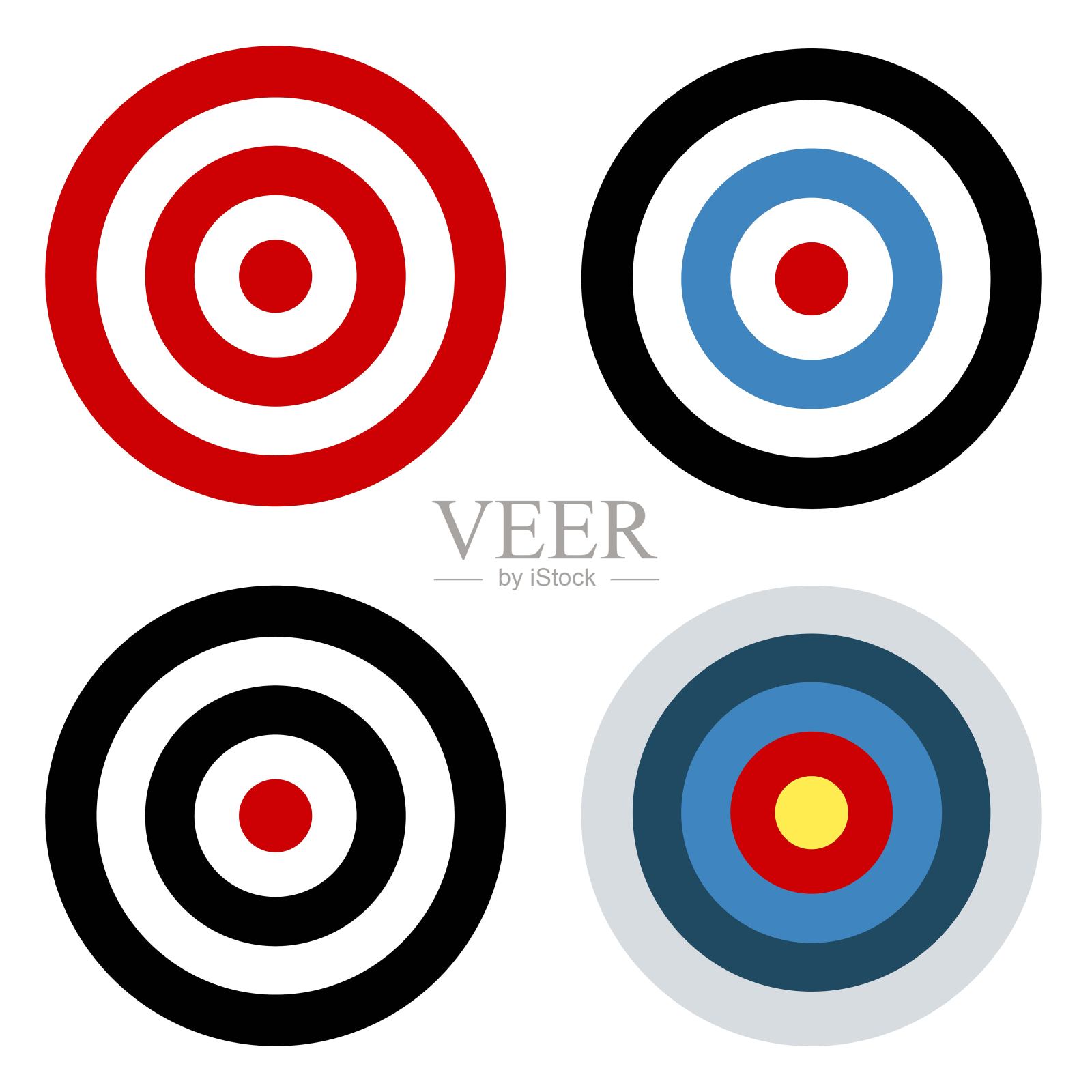 扁平目标图标合集：目标，多个目标，目标图标，呼叫，目标图标，矢量图标素材