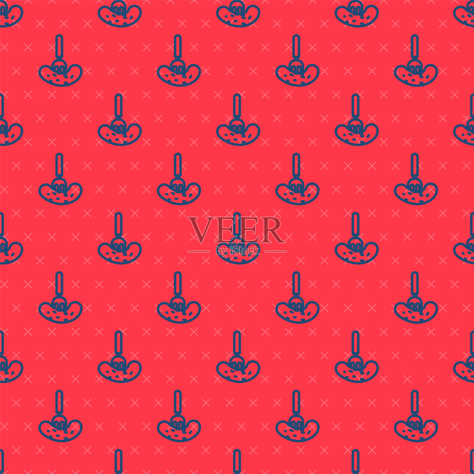 蓝线腌渍黄瓜上一个叉图标隔离插画图片素材