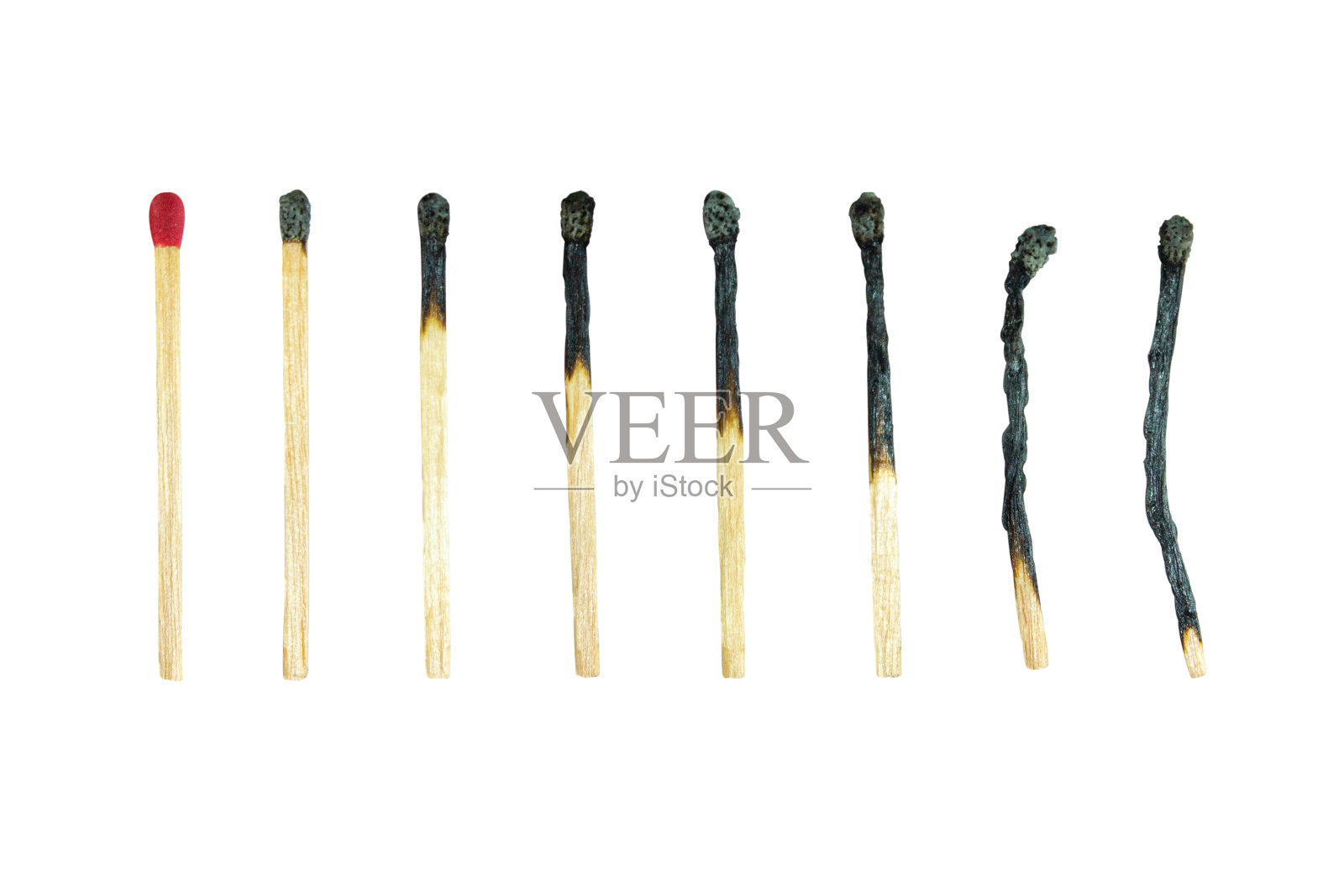 烧焦匹配在白色背景上与拷贝空间隔离的图表。照片摄影图片