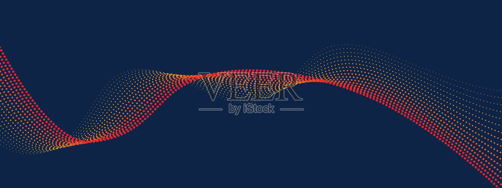 摘要颗粒流的数字波插画图片素材