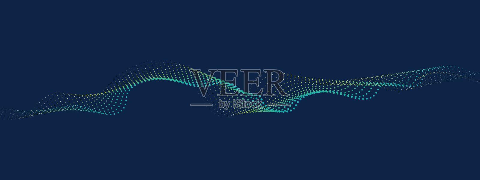 摘要颗粒流的数字波插画图片素材