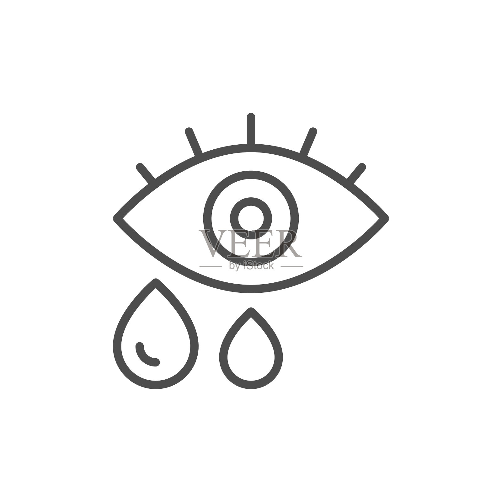 眼睛和眼泪线轮廓图标插画图片素材