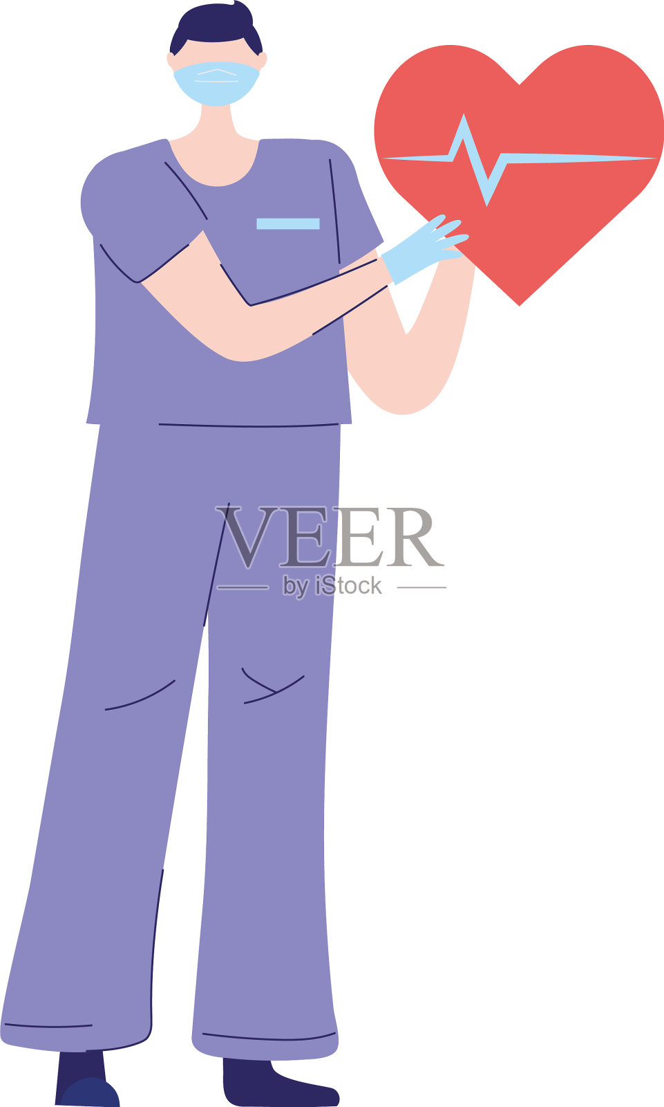 感谢医生护士男护士的心跳设计元素图片