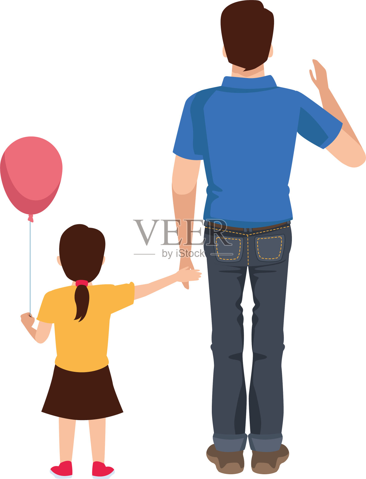 亲爱的爸爸和女儿插画图片素材