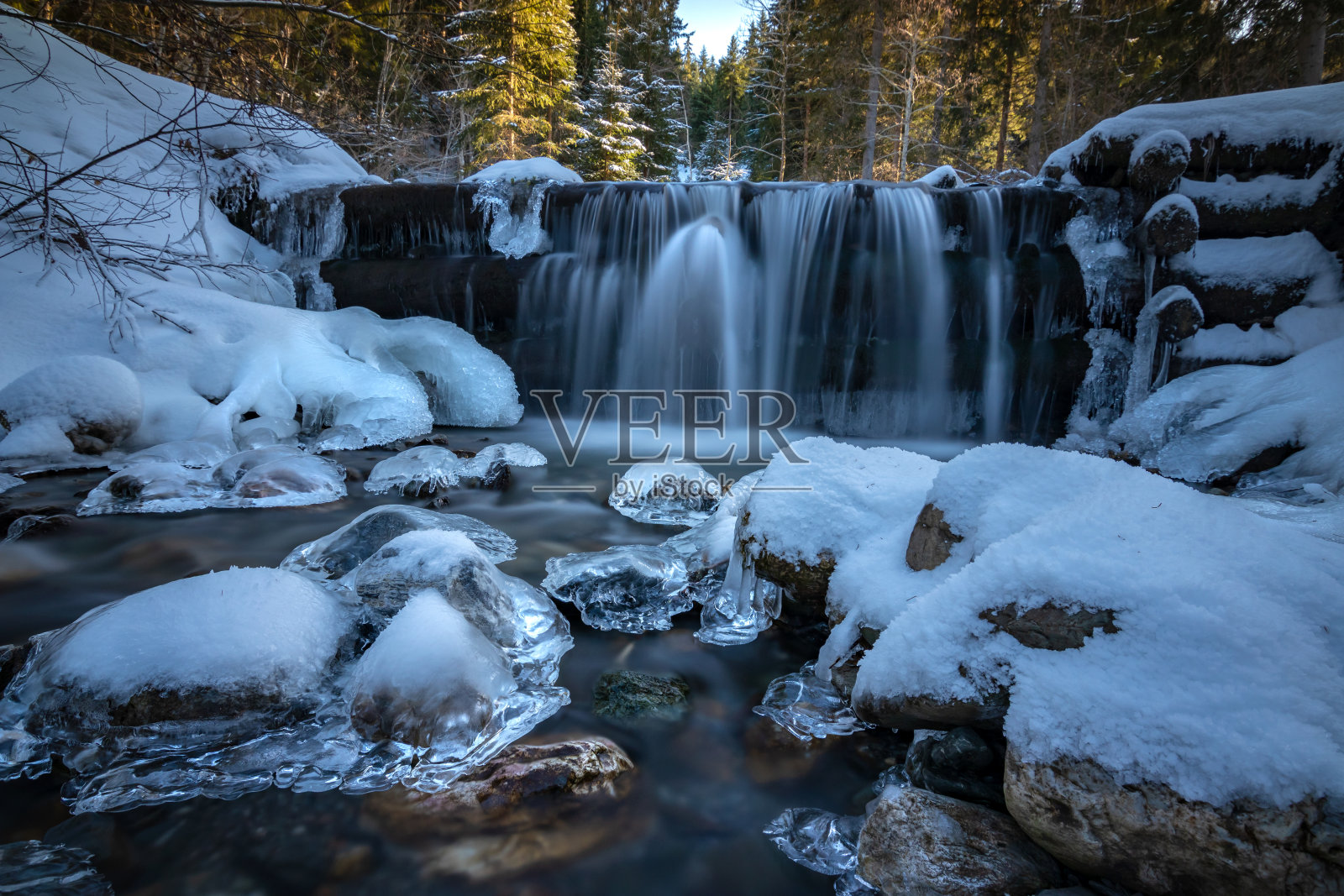 冰雪瀑布照片摄影图片