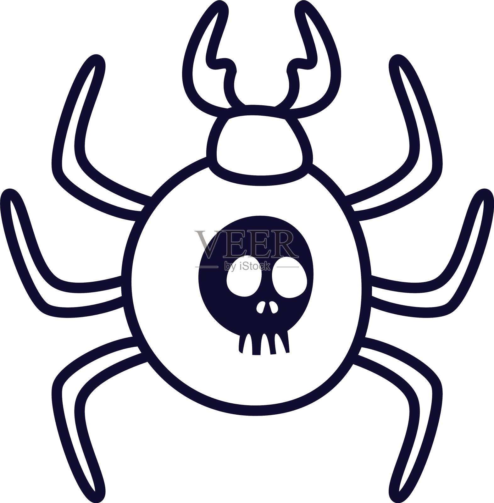 蜘蛛头骨线条风格的图标设计设计元素图片