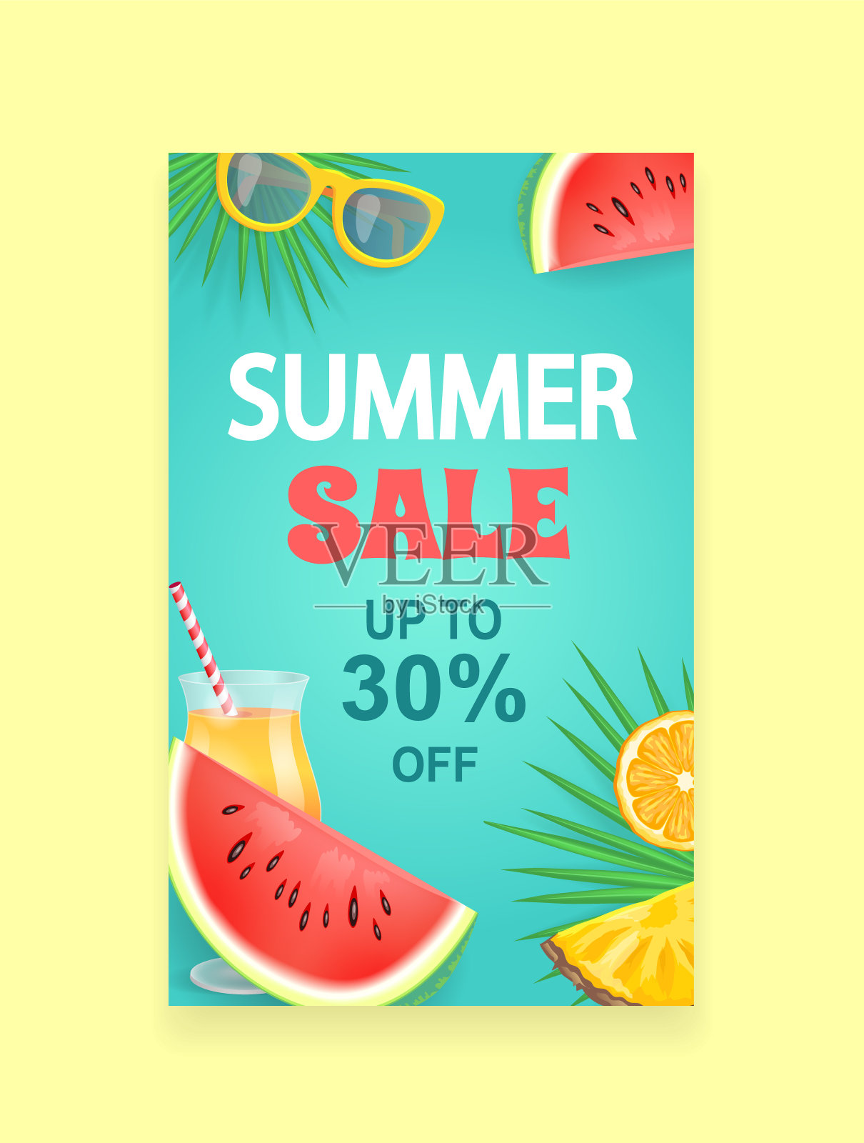 夏季销售矢量旗帜推广传单样本插画图片素材