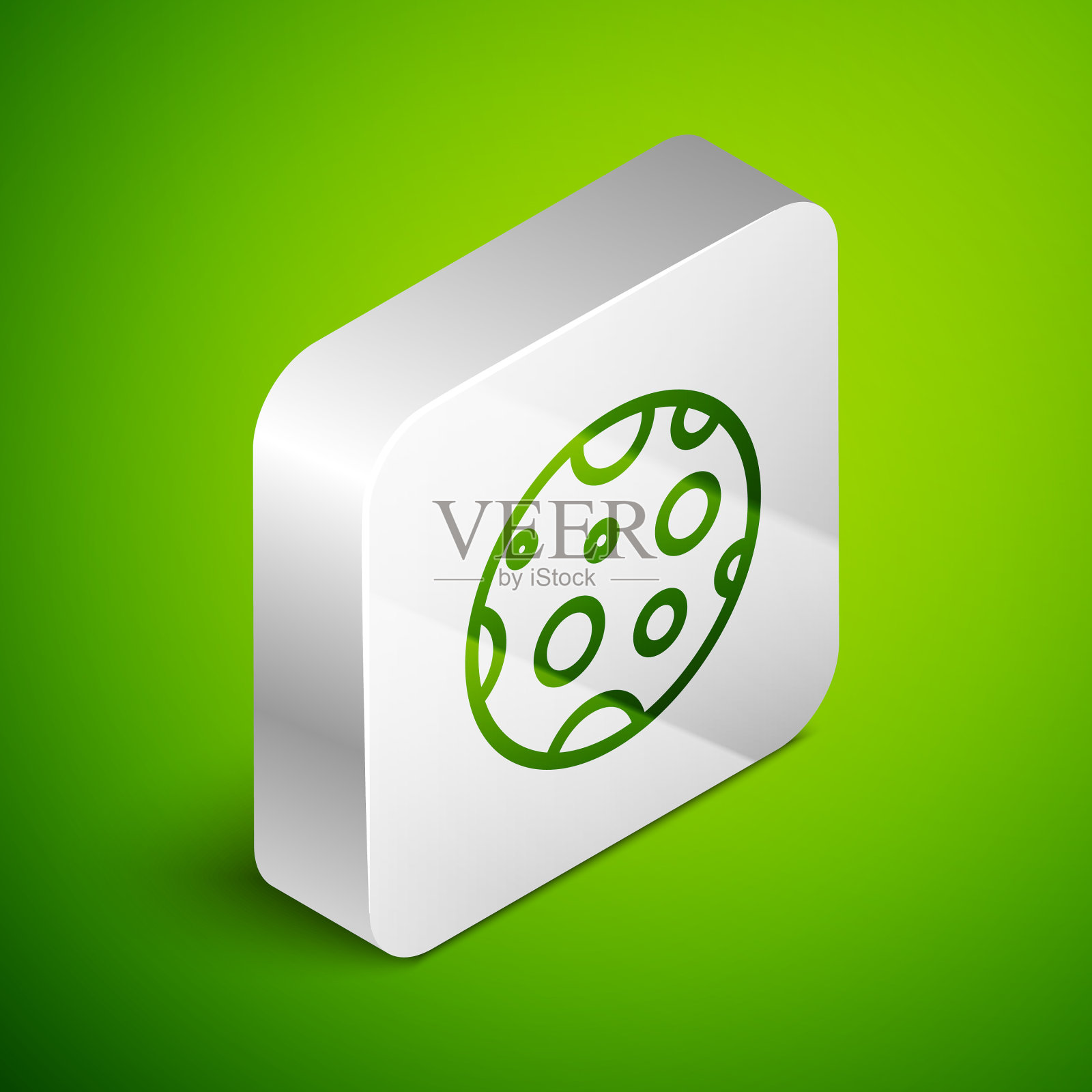 等距线月亮图标孤立在绿色插画图片素材