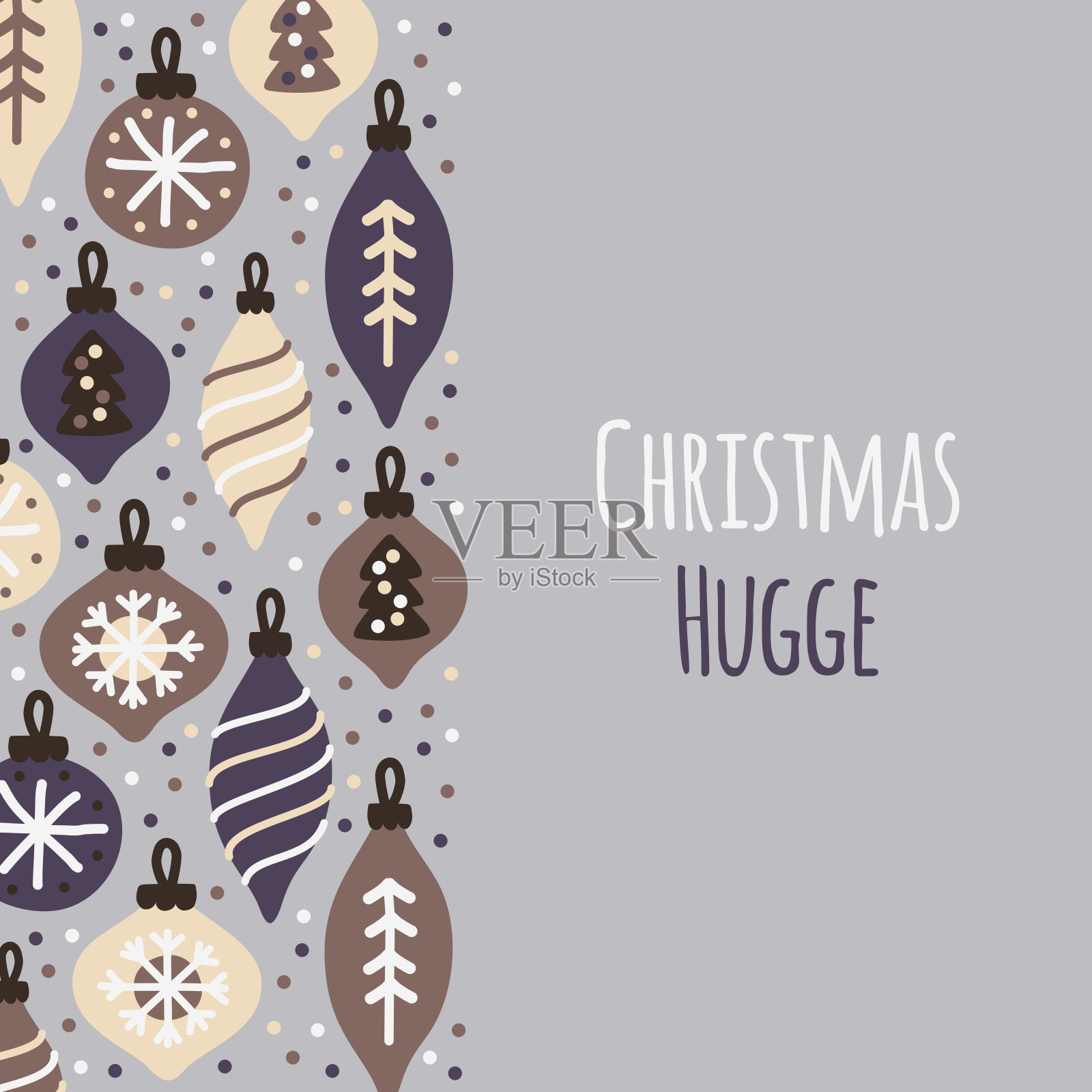 可爱的圣诞拥抱背景手绘圣诞球设计模板素材