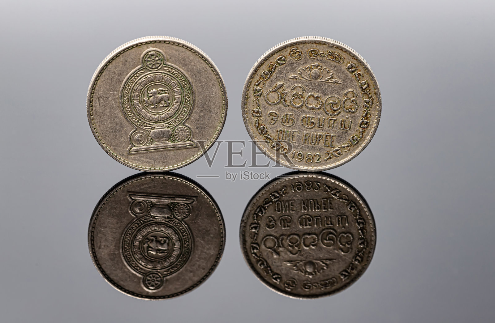 斯里兰卡1卢比硬币两面照片摄影图片