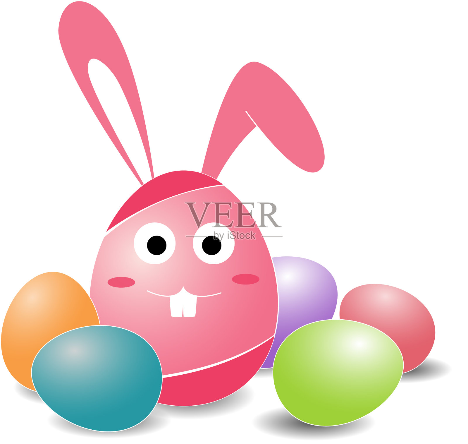 复活节兔子耳朵孤立在白色背设计元素图片