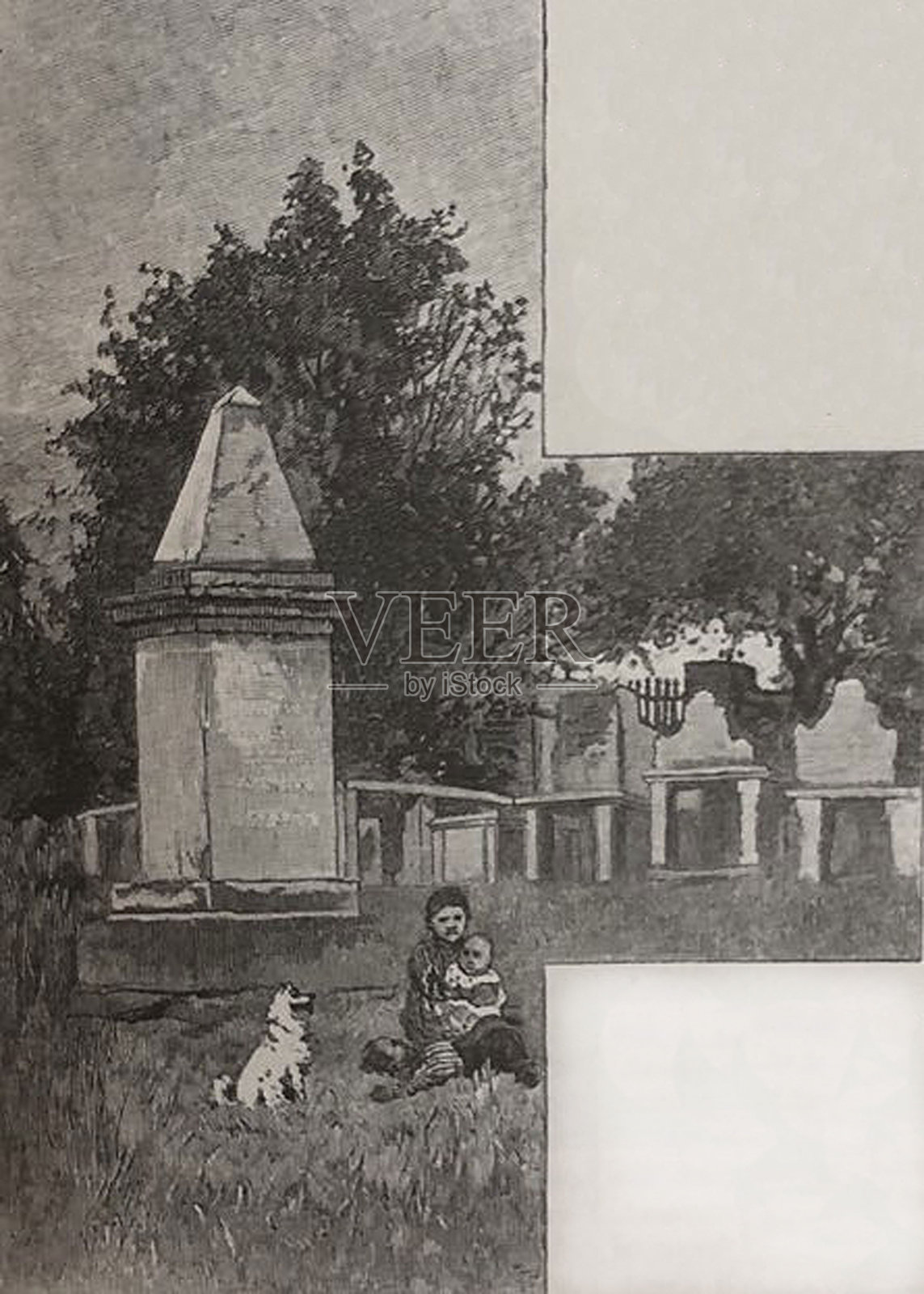 古董插图-韦恩将军的坟墓-韦恩宾夕法尼亚州插画图片素材