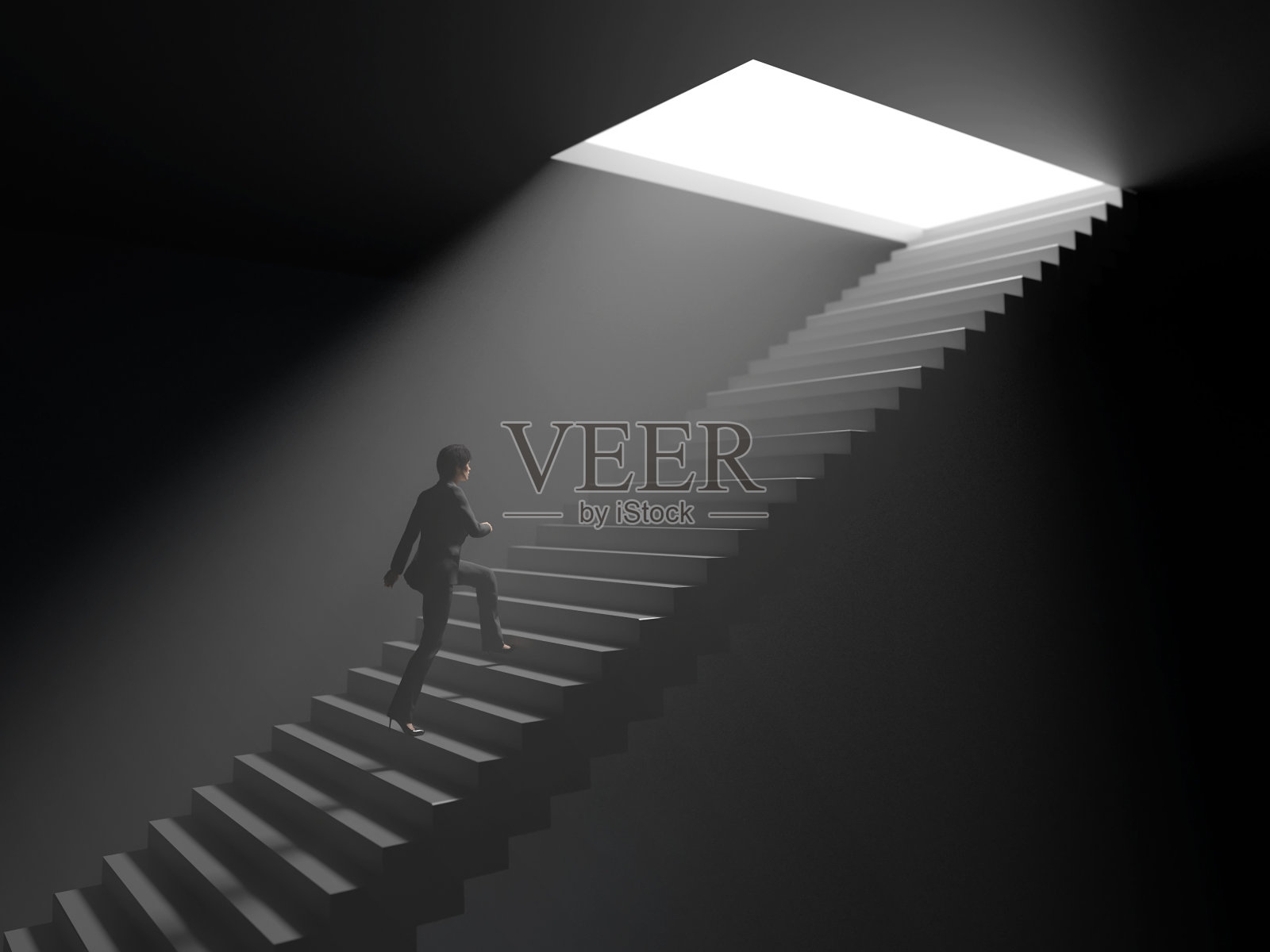 女商人跑上楼梯照片摄影图片