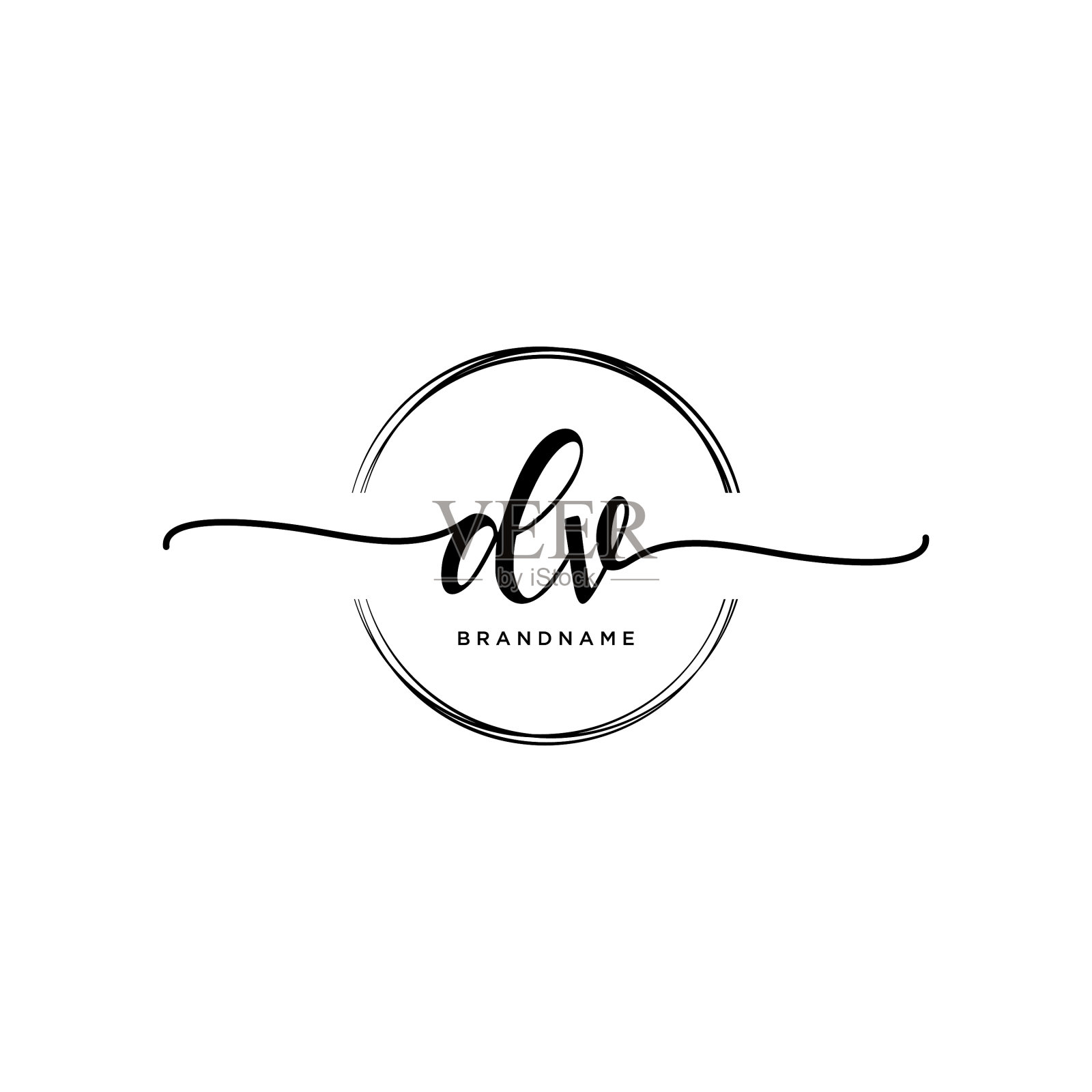 Dv初始手写标志与圆模板插画图片素材