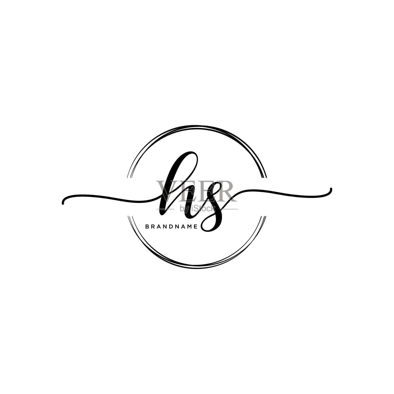 Hs初始手写标志与圆模板插画图片素材