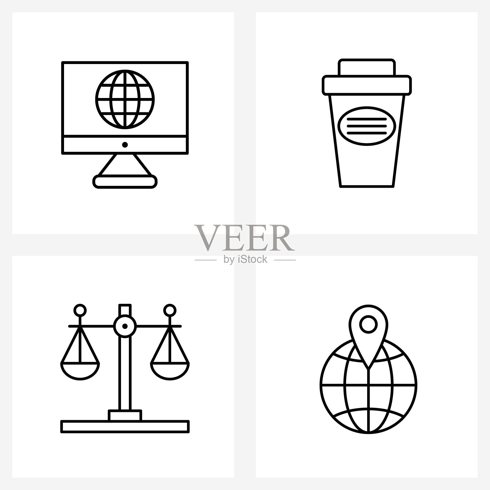 包4通用线图标的网页图标素材